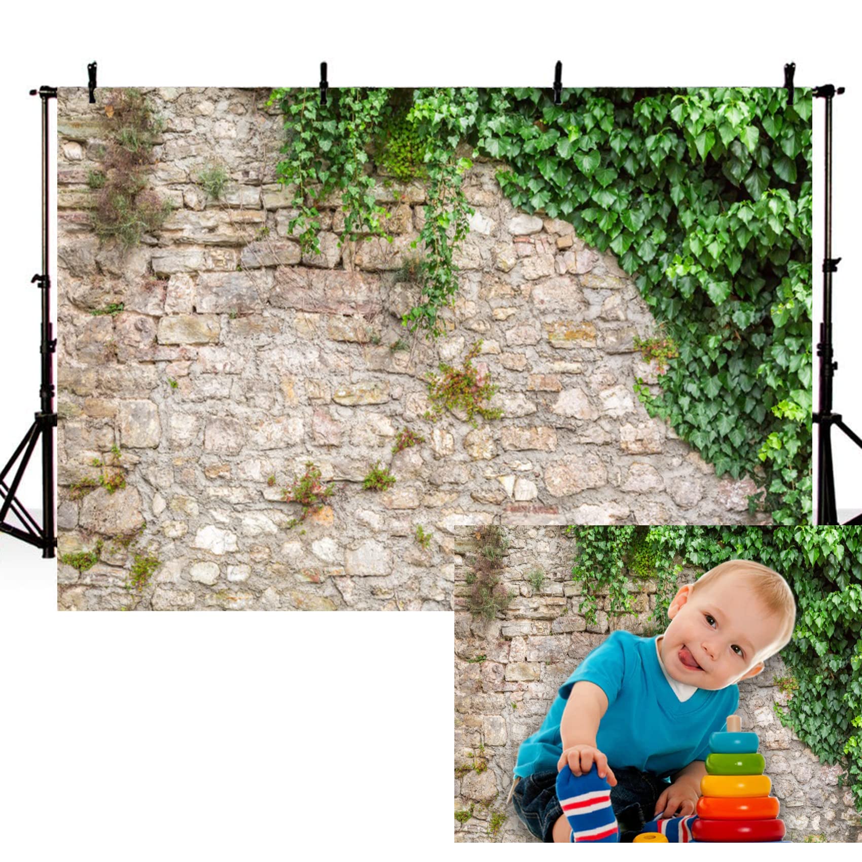 Efeublätter-Fotohintergrund – 91x152 Cm, Vinyl, Grüne Weinblätter Für Neugeborenen-, Portrait- & Outdoor-Fotografie