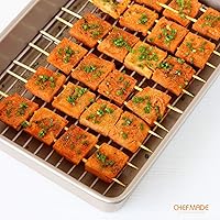 Vista 3 de CHEFMADE Roasting Pan with Rack, 13-Inch Non-Stick Rectangular Deep Dish Oven-BBQ Bakeware for Oven Baking 9" x 13" x 2.4" (Champagne Gold)