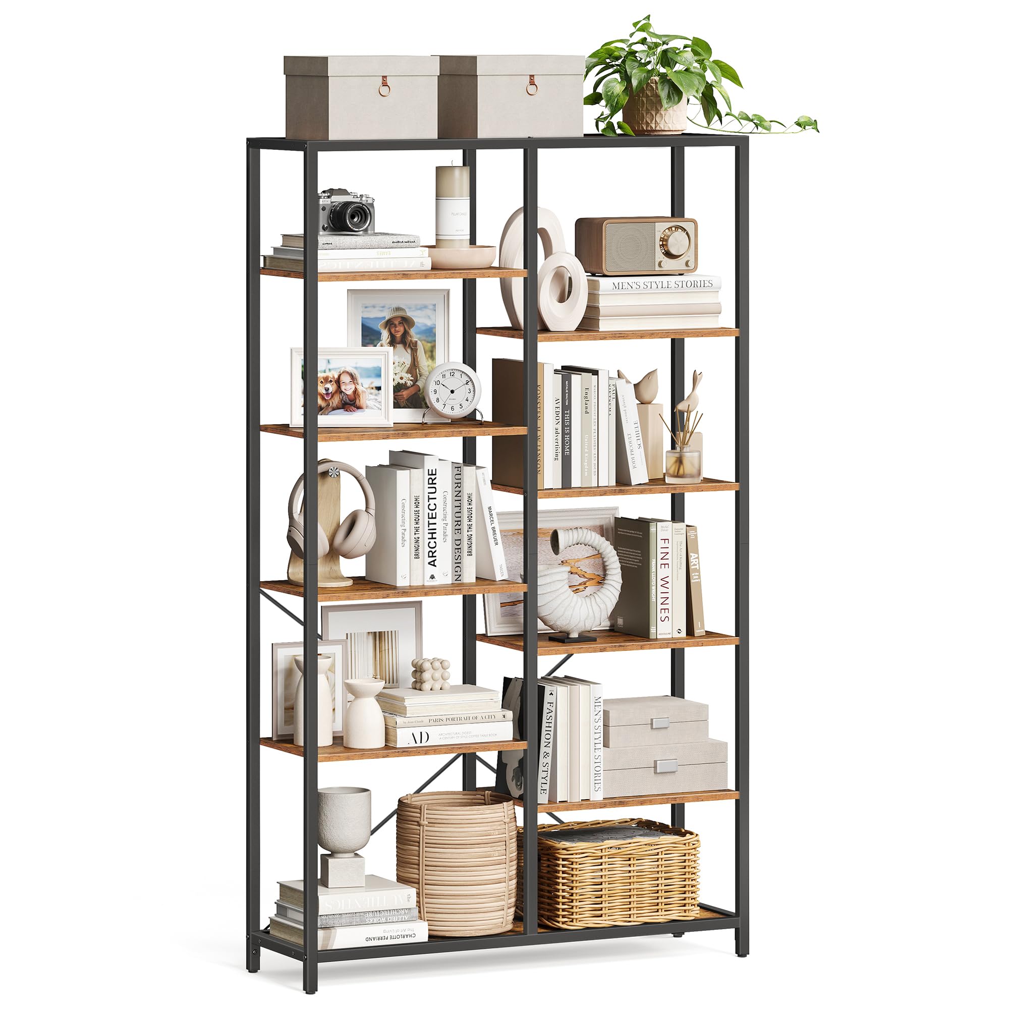 VASAGLE boekenkast, 14 planken, 158 x 24 x 166 cm, LLS107B01 VASAGLE boekenkast, 14 planken, 158 x 24 x 166 cm, LLS107B01