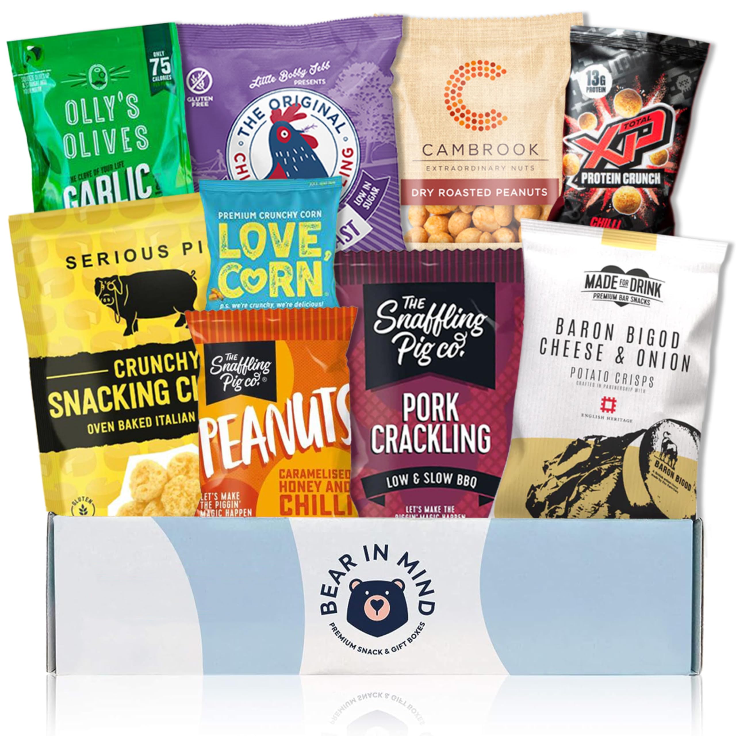 Bar Snacks Hamper for Adults & Party Freaks, Sweet & Savory Pub Snacks, Includes Roasted Peanuts, Potato Crisps, Juicy Olives, Chicken Crackling, Gift Ready Snack Hamper