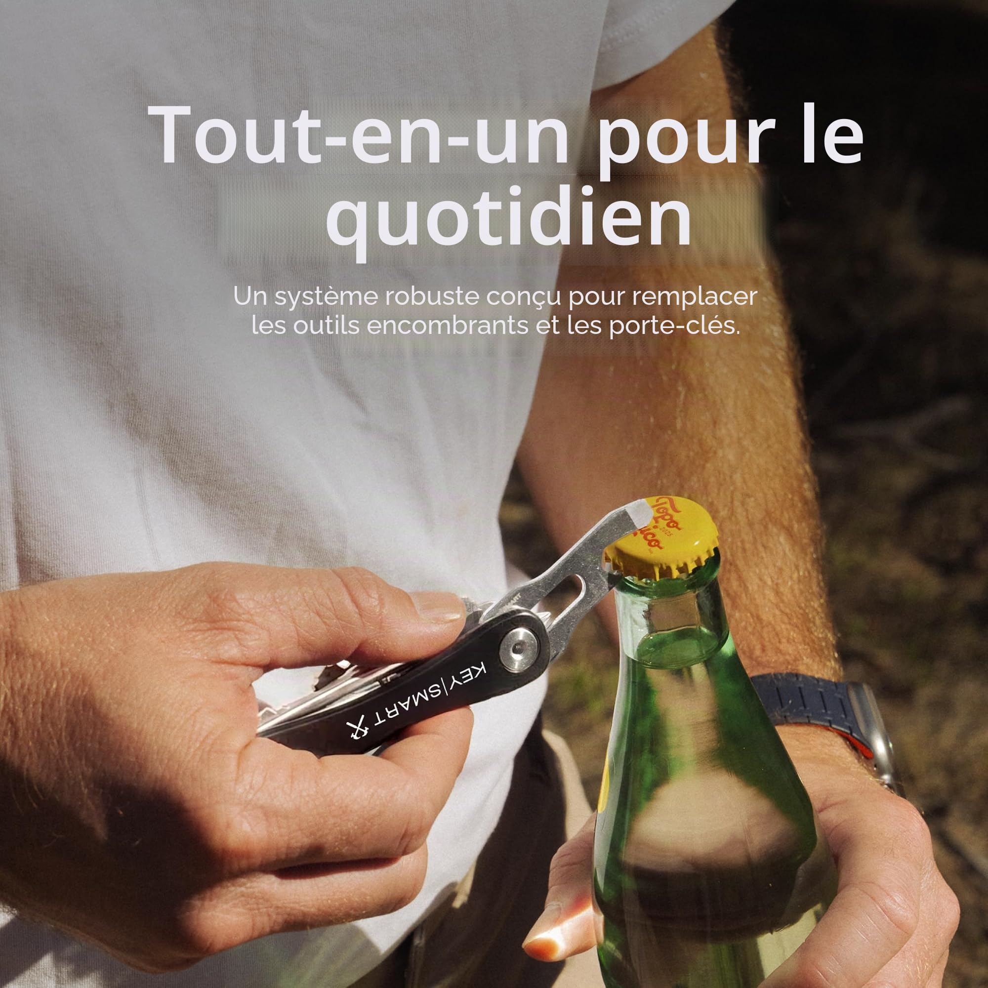 KeySmart Rugged Porte-clés multifonctionnel organisateur de clés jusqu'à 14 clés avec décapsuleur et clip de poche