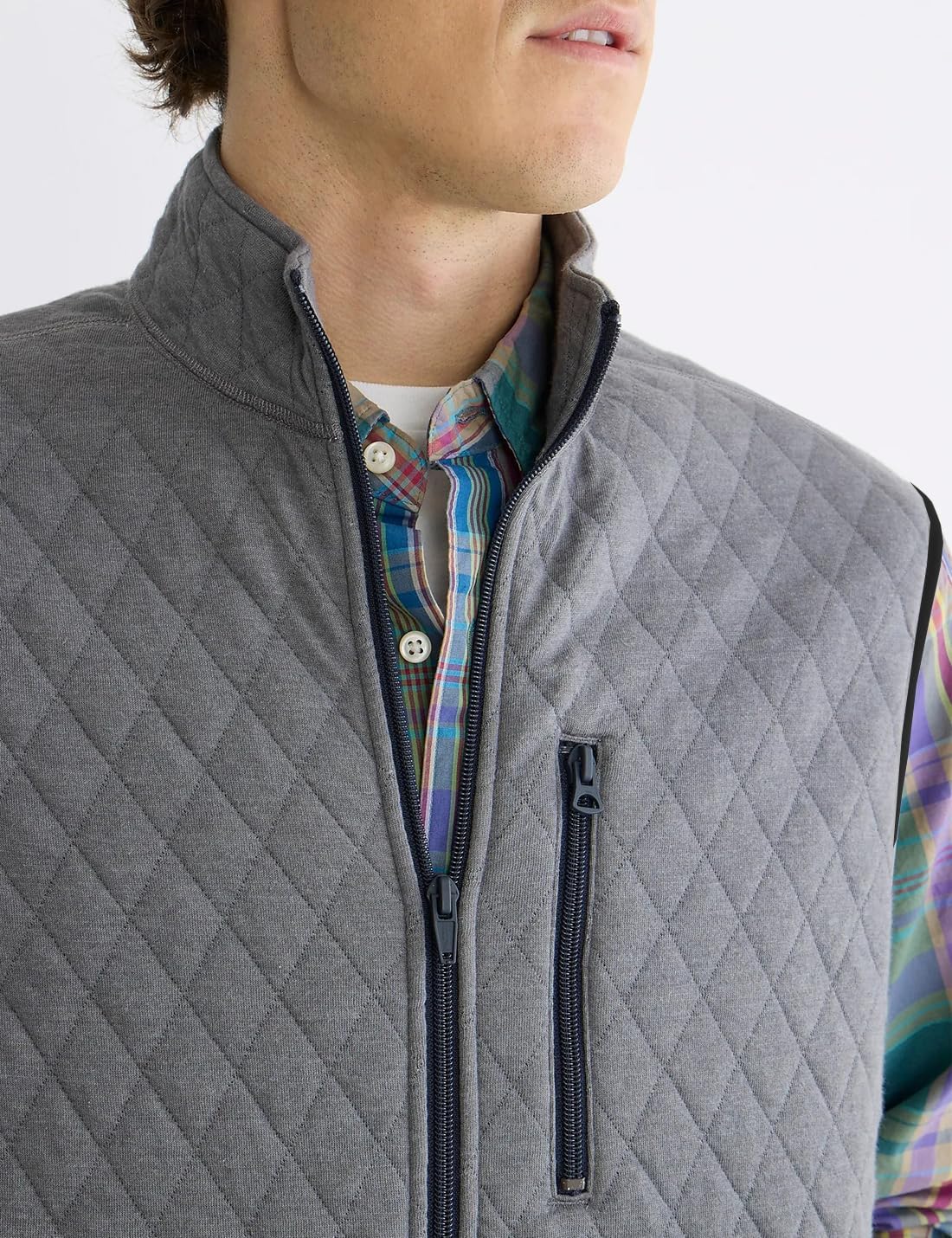 Locachy Men's Lightweight Fleece Vest Casual Full Zip Stand Collar Waistcoat Sleeveless Quilted Jacket Warm Outdoor Vest