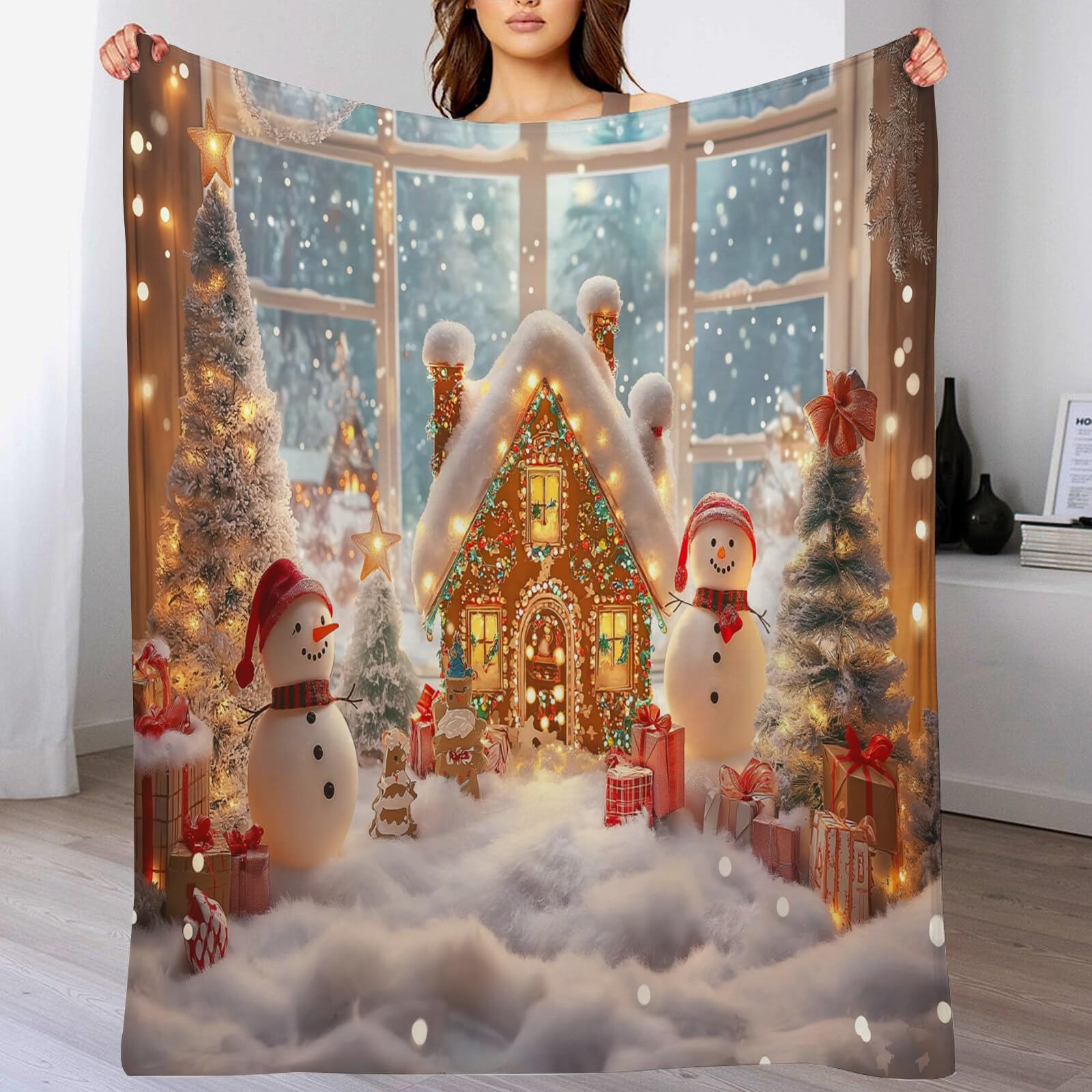 Manta De Navidad Rojo Blanco Muñeco De Nieve Ligero 220X240Cm Suave Cálida Y Peluda Decoración Navideña,Acogedora Habitación con Encanto Adolescentes De Adultos para TV Sofá En Vacaciones
