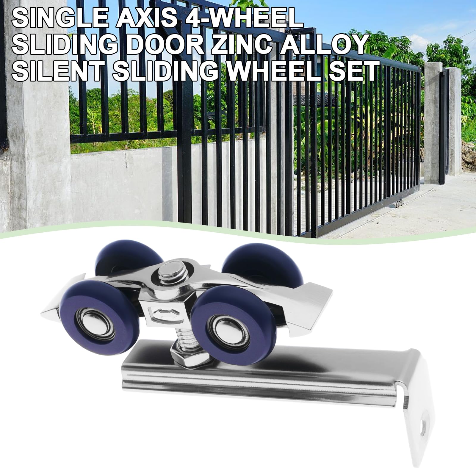 YINETTECH 2 Sets Pulley Sliding Door Kit Single Axle 4-Wheel Zinc Alloy Ailent Pulley for Wooden Sliding Door Hotel Ssliding Door Folding Door 7.5x2.2cm - Image 2