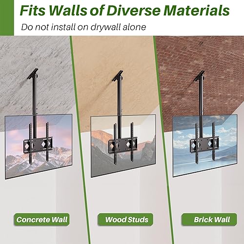 Miniatura 7 de Soporte de techo para TV giratorio 360, soporte de TV colgante de alta resistencia para LED, LCD, OLED, televisores de pantalla plana de plasma,