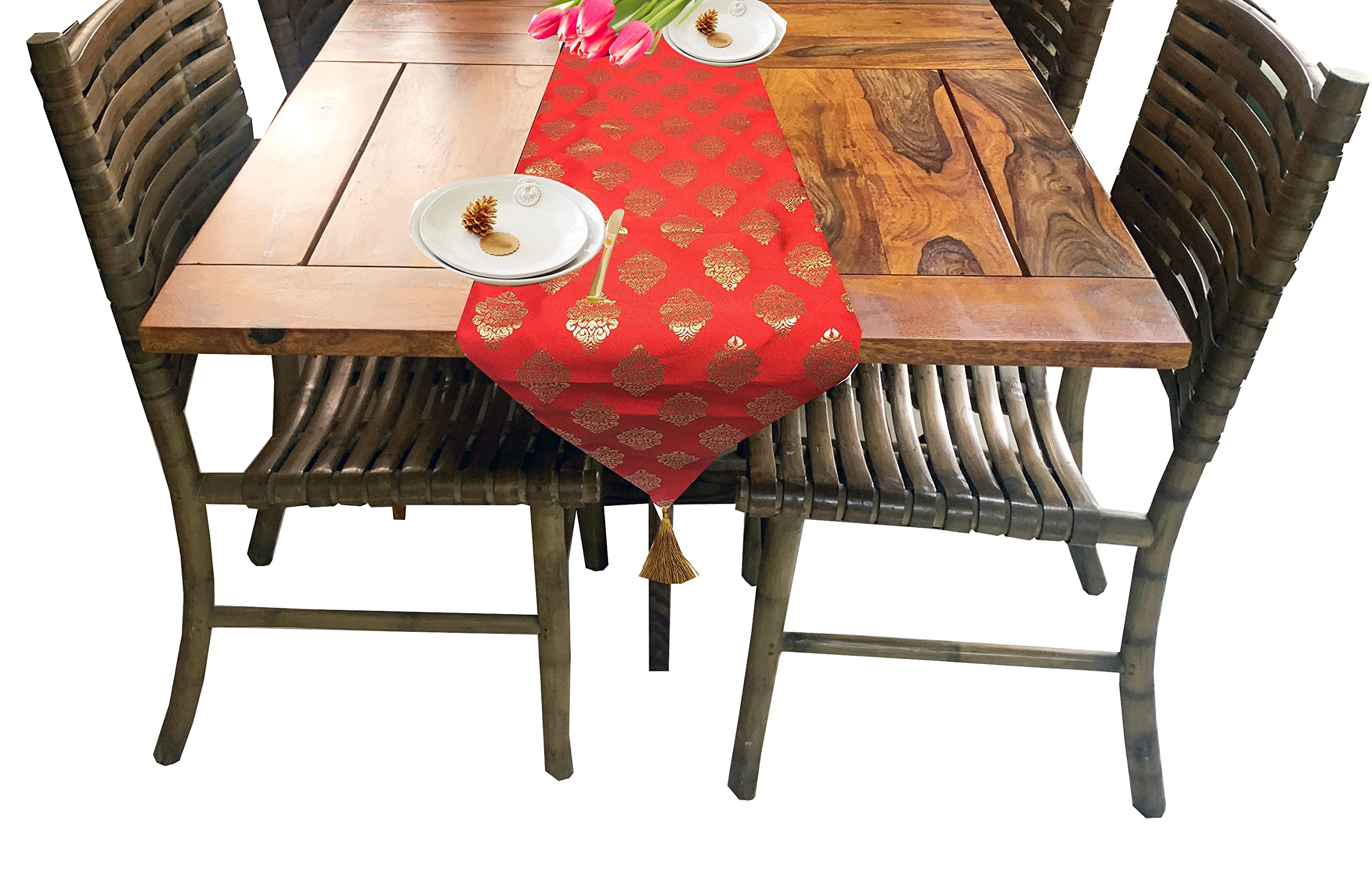 Pink Parrot Table Runner - Elegant Dupion Silk -3