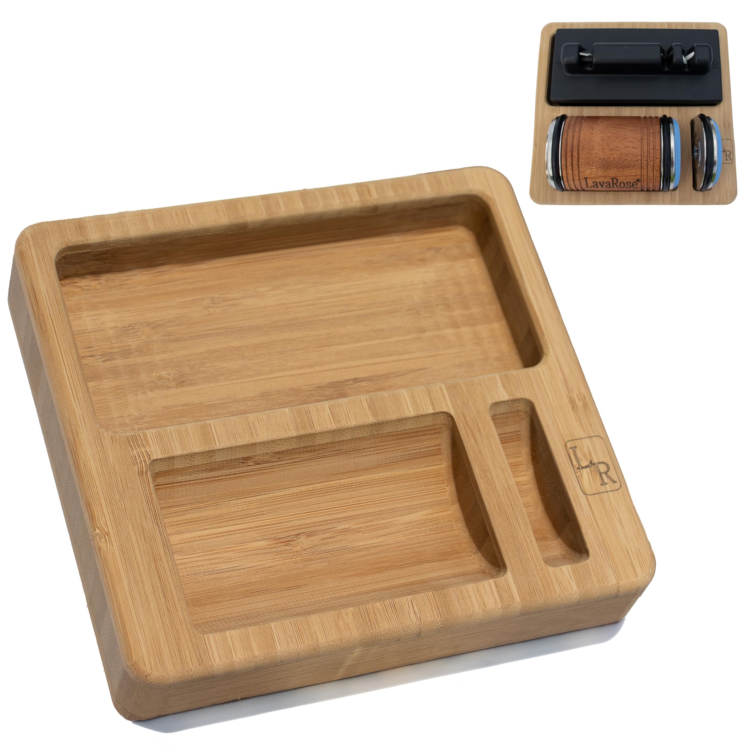 Rolling Knife Sharpener Base Bamboo - Eco-Friendly Pure-Wood Stand for Rolling Knife Sharpening Kits, 15x16x3cm, High End Chemical-Free Storage Solution (Bamboo)