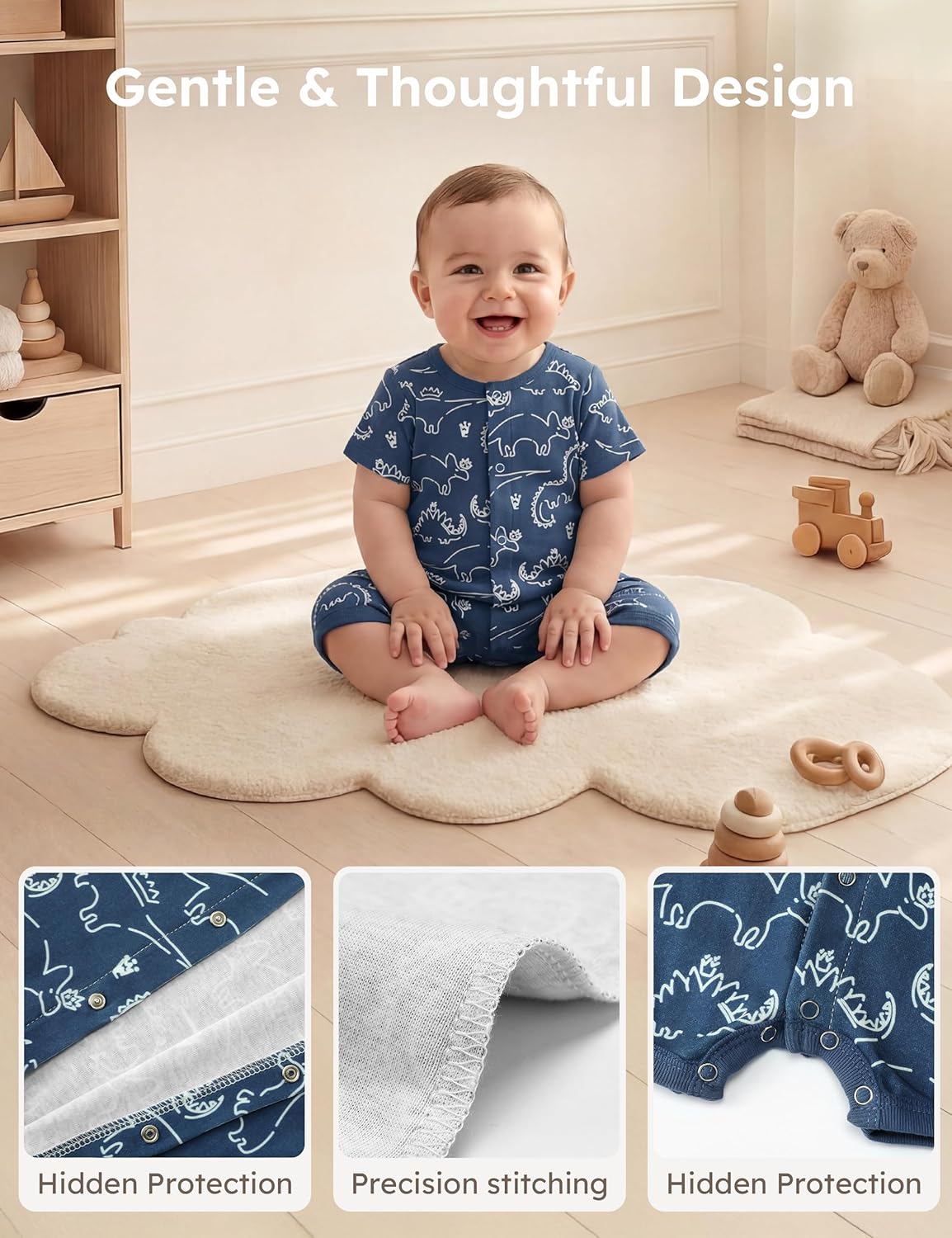 Yoofoss Baby Boy Romper 0-18 Months 100% Organic Cotton Newborn Summer Clothes Short Sleeve Baby Outfit Soft Breathbale