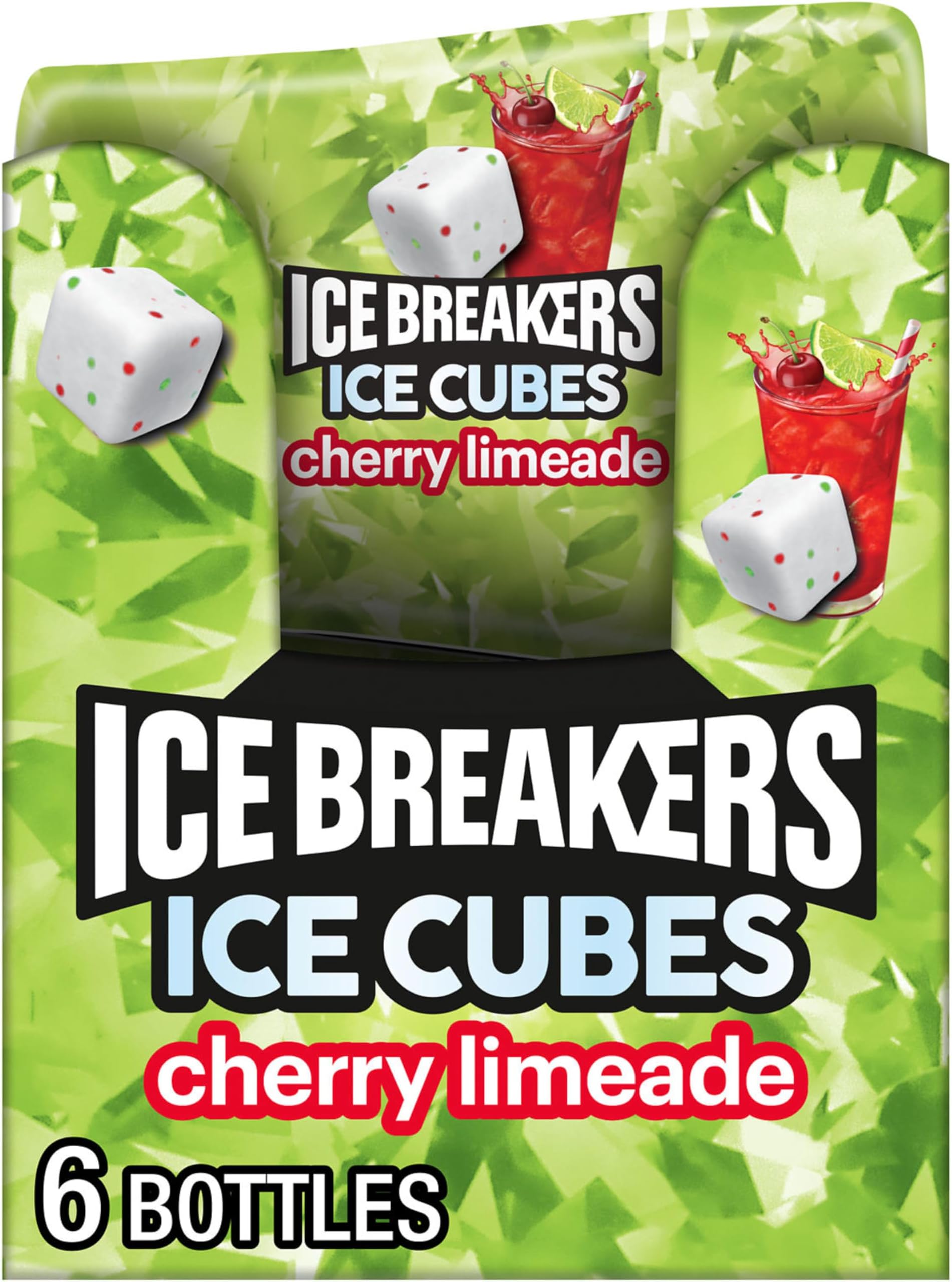 Ice Cubes Cherry Limeade Sugar Free Chewing Gum Bottles, 3.24 oz (6 Count, 40 Pieces)