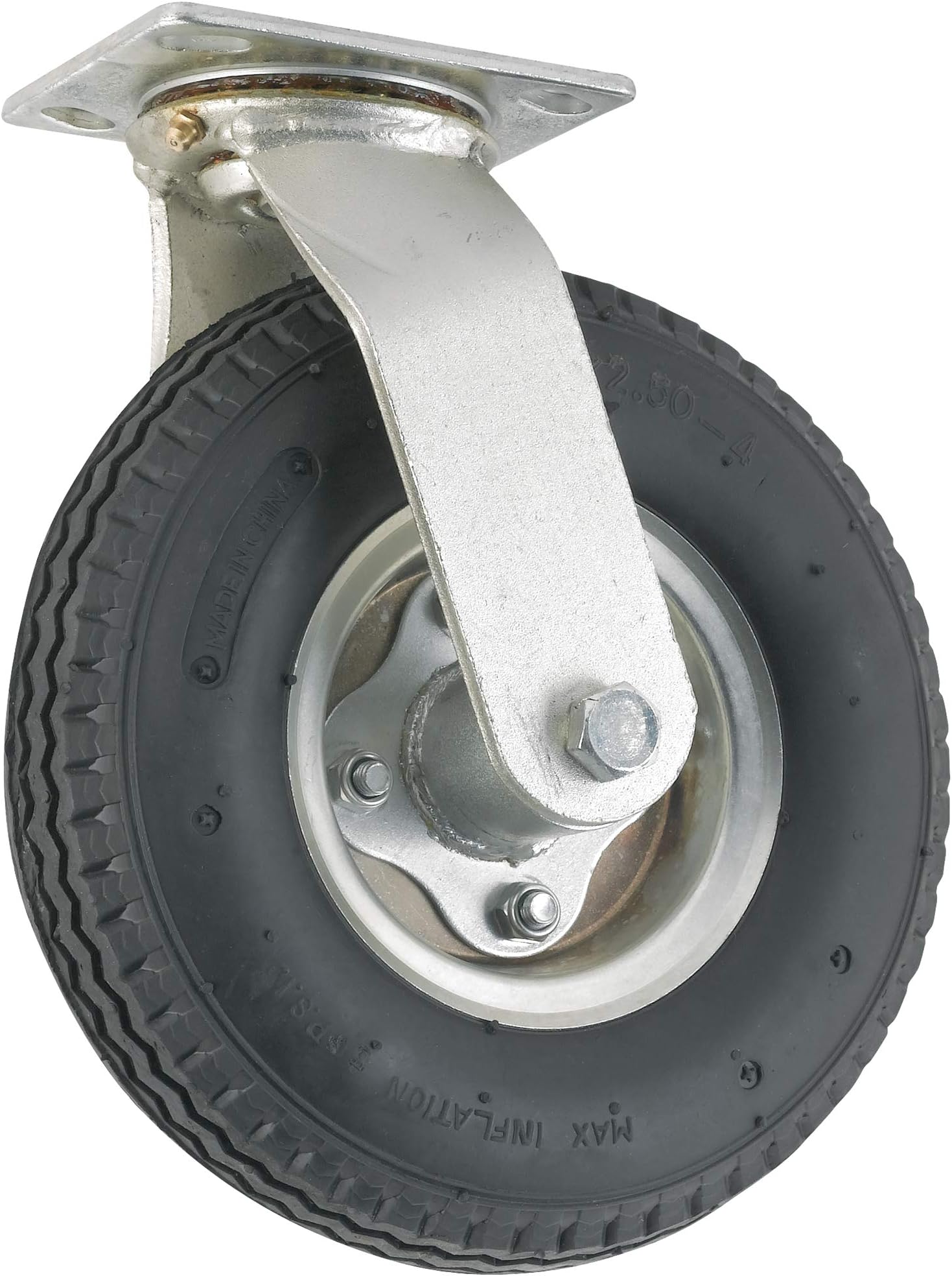 Titan 8" Pneumatic Rubber Swivel Plate Caster Wheel, 310-lb. Capacity, Black
