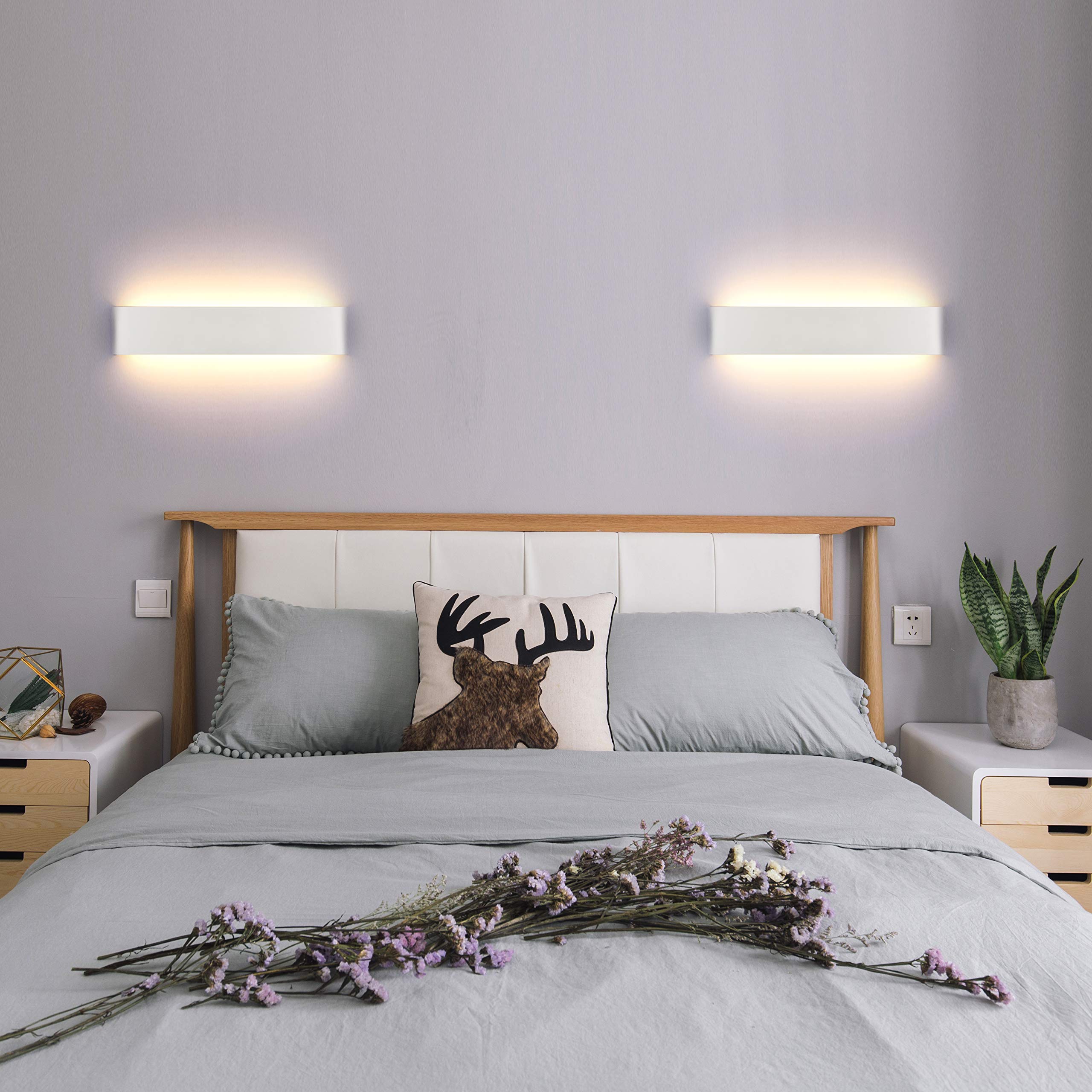 4 Pezzi LED Lampada da Parete 16W Bianco Caldo, Moderno Up Down Applique da Parete con 110V-260V, Interni Lampada a Muro per Bagno Lampada Soggiorno Camera da Letto Scale Corridoio Luce Notturna