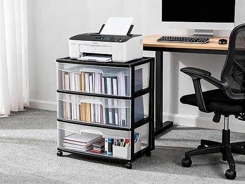 Miniatura 2 de Carrito ancho con 3 cajones, color negro