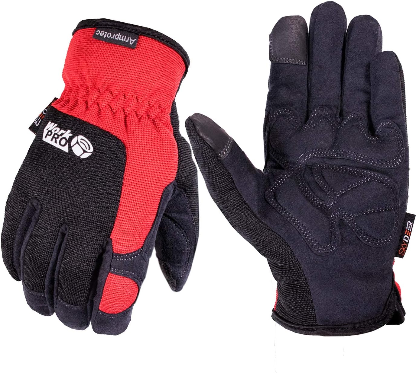 SKYDEER Mens Work Gloves, Touch screen Utility Mechanic Gloves, Flexible Breathable Fit and Padded Knuckles & Palm Protection (SD8821/M)