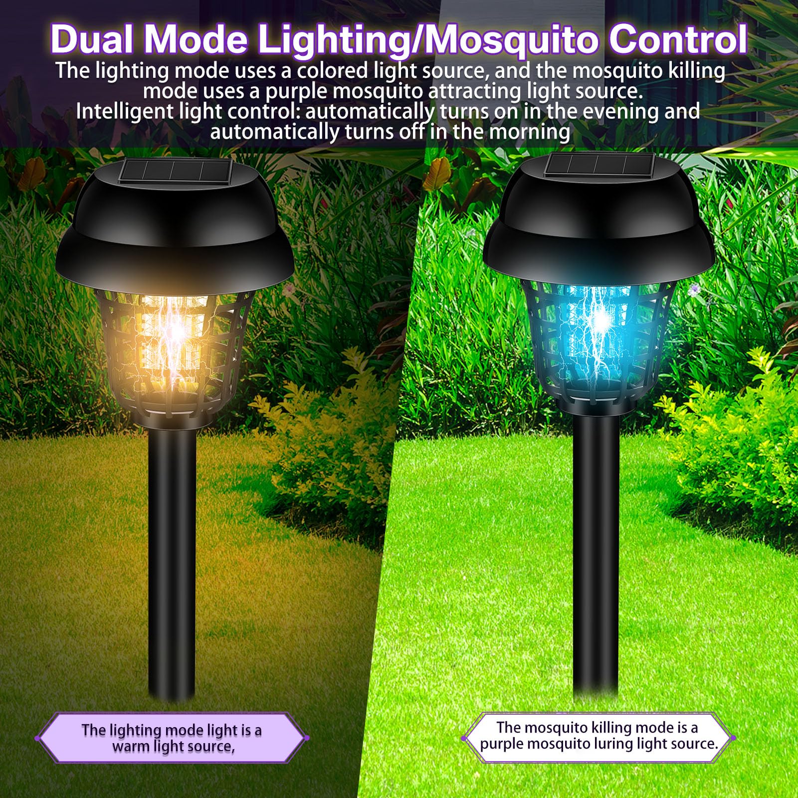 Qualirey 12 Stück Solar Insektenvernichter Wasserdicht Outdoor Moskito Zapper Mückenvernichter und Beleuchtung Repellent Lampe für Innen Außen Garten Terrasse