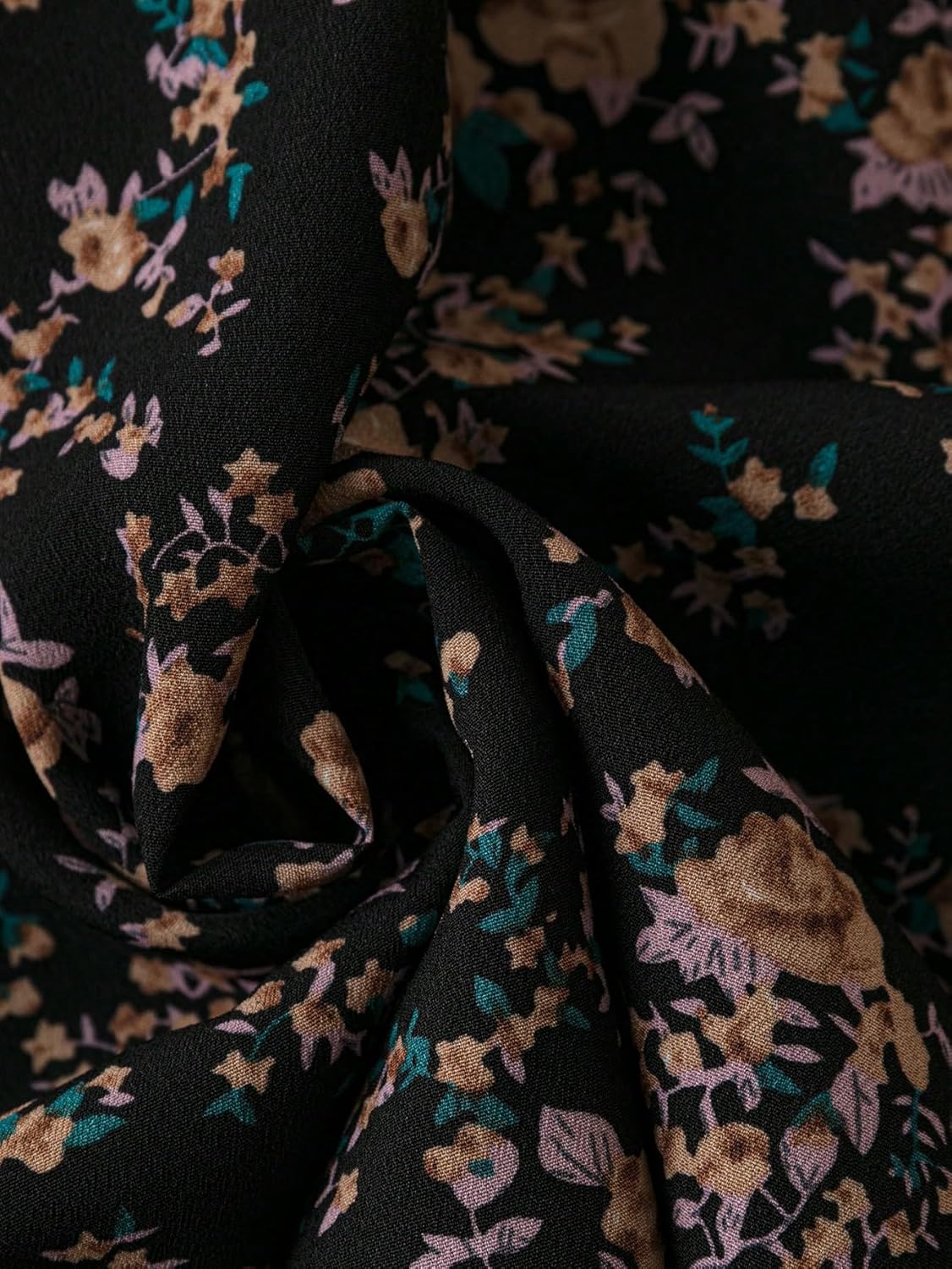 MakeMeChic Women's Plus Size Maxi Skirt Fall Floral Black Ruffle A Line Long Skirts - Image 5