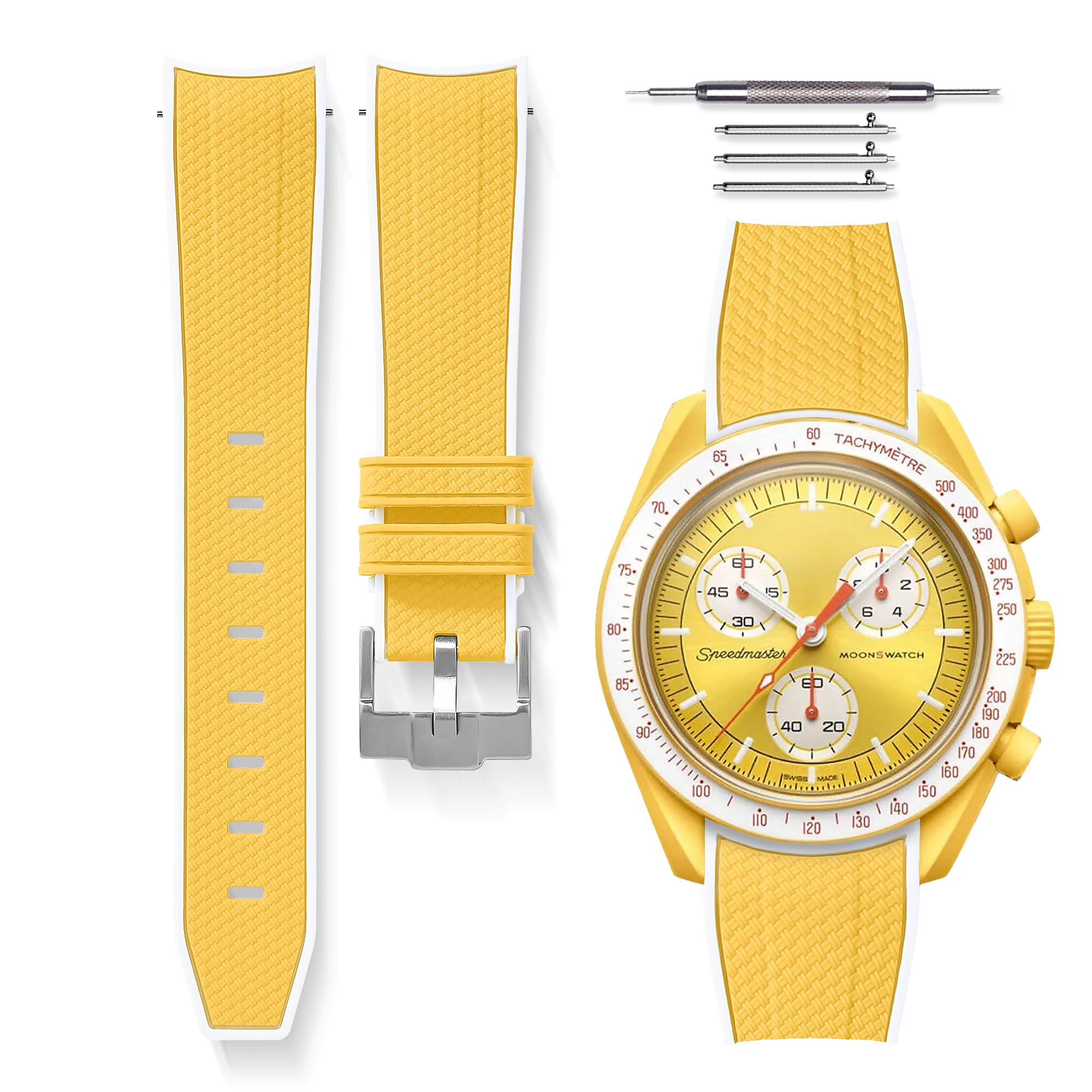 HORACE Correa de Reloj bicolor de 20 mm en Silicona de Alta Resistencia – Liberación Rápida – Compatible con Omega x Swatch MoonSwatch – Kit de montaje incluido