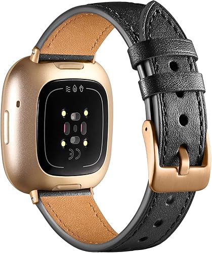 Miniatura 6 de Maledan Paquete de 2 correas de cuero de grano compatibles con Fitbit Versa 3 y Fitbit Sense Smartwatch