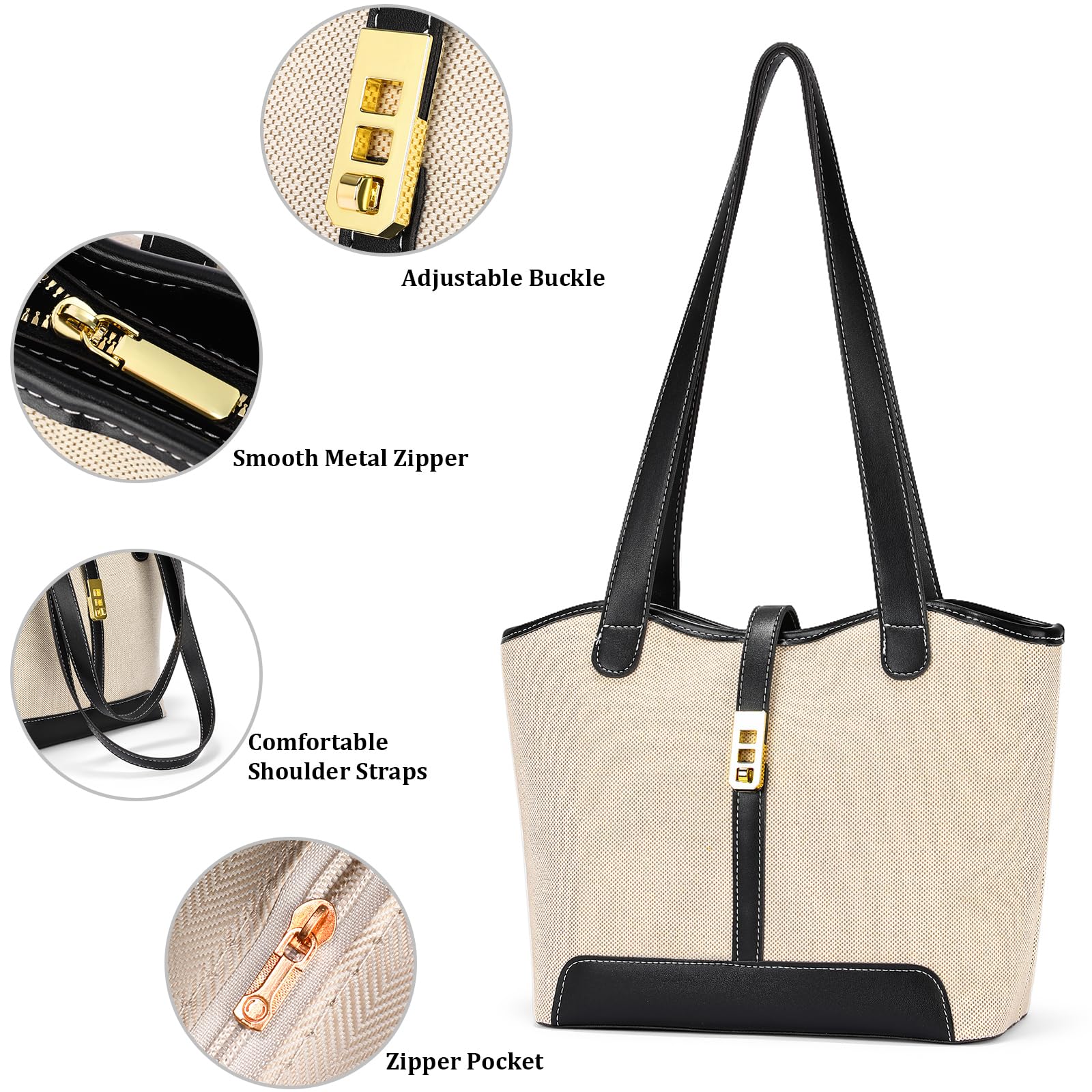 SENDEFN Sac Cabas Femme Sacs a Main Simple Grande Capacité, Sac Ordinateur Femme Portable avec Fermeture éclair et Poche Intérieure pour le Travail, l'école, le Shopping