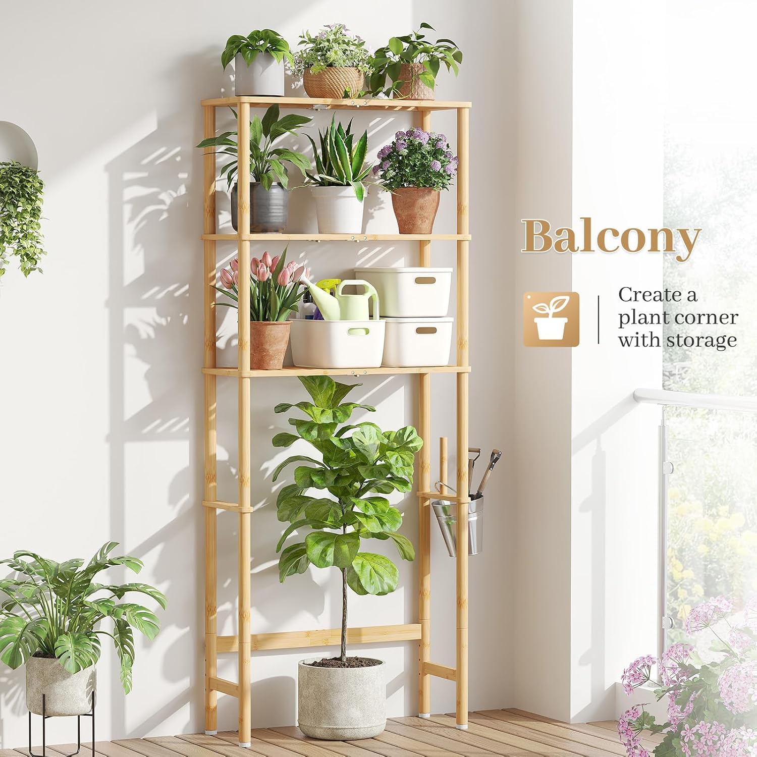 Over The Toilet Storage, Freestanding 3-Tier Bamboo Bathroom Shelves, Above Toilet Organizer for Home Washroom, Bathroom Decor (Natural)