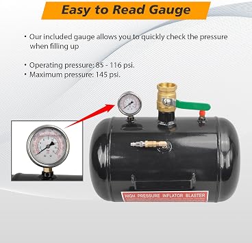 5 Gallon 145PSI Air Tire Bead Seater Blaster Tool, Black