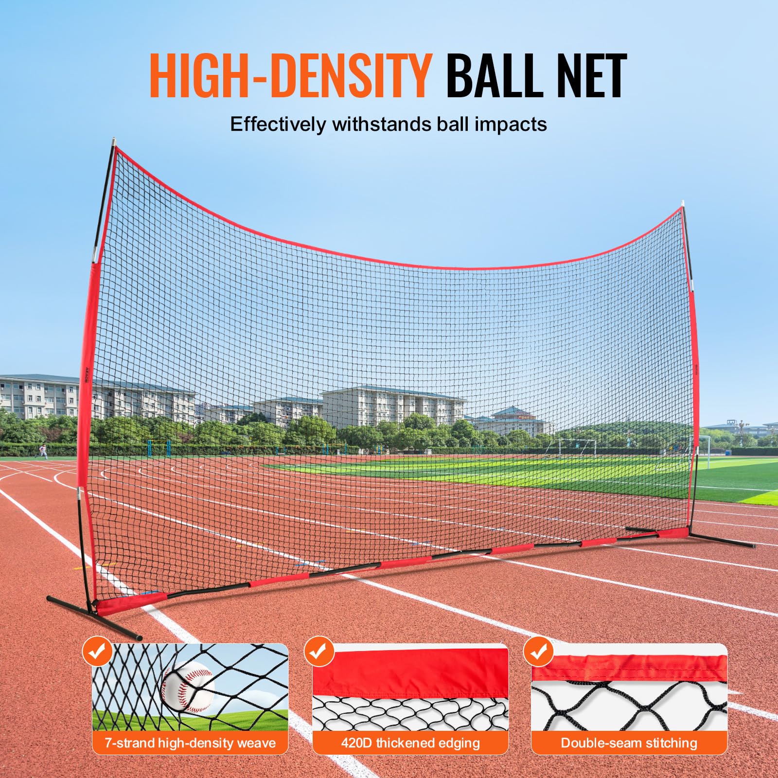 VEVOR Barricade - Red de Barrera Deportiva para Pelotas, Equipo de práctica portátil con Bolsa de Transporte, Pantalla de protección para béisbol, sóftbol, Lacrosse, fútbol, Hockey, Entrenamiento,