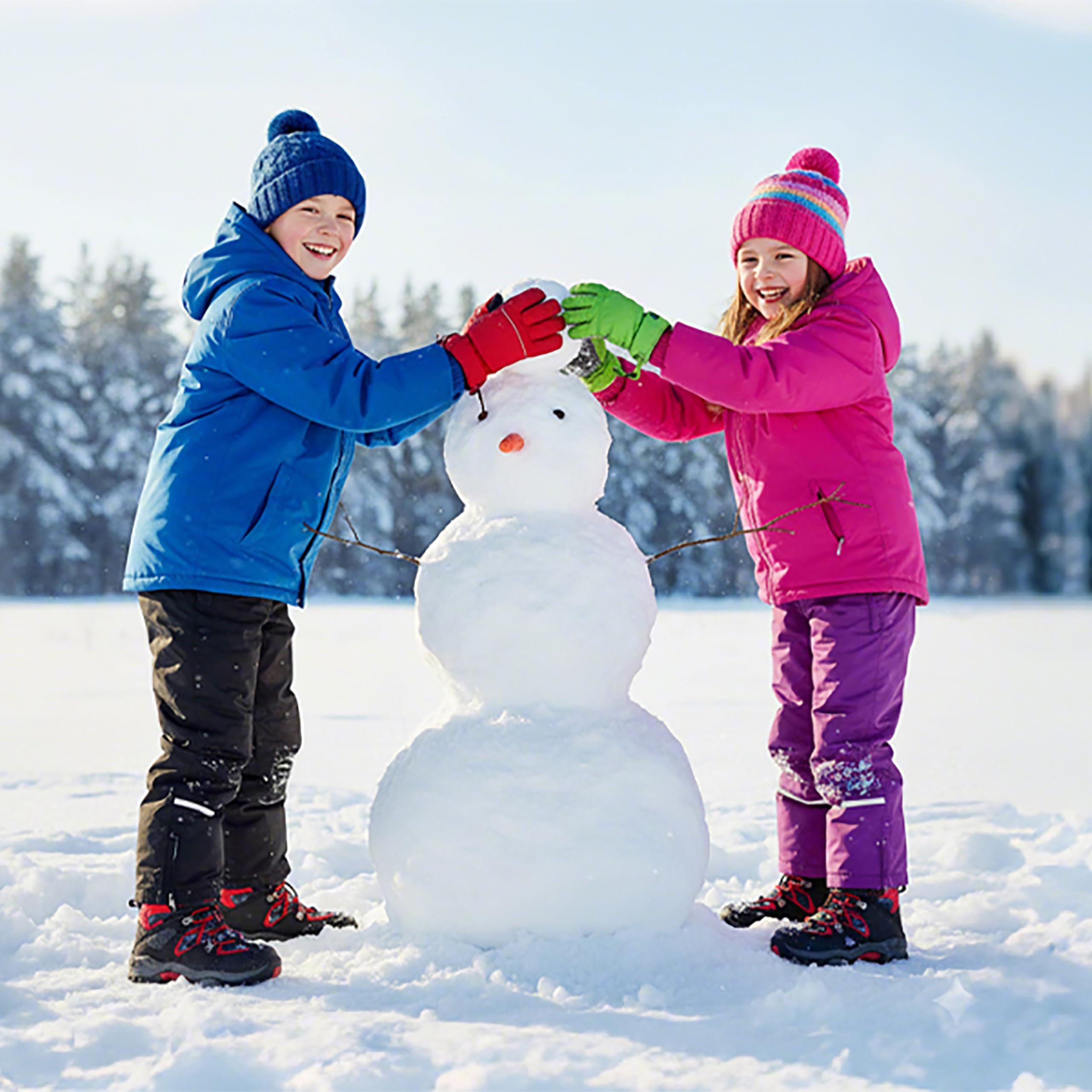 ASHION Jungen Winterschuhe Kinder Winterstiefel gefüttert und wasserdicht – rutschfeste Outdoor Wanderschuhe