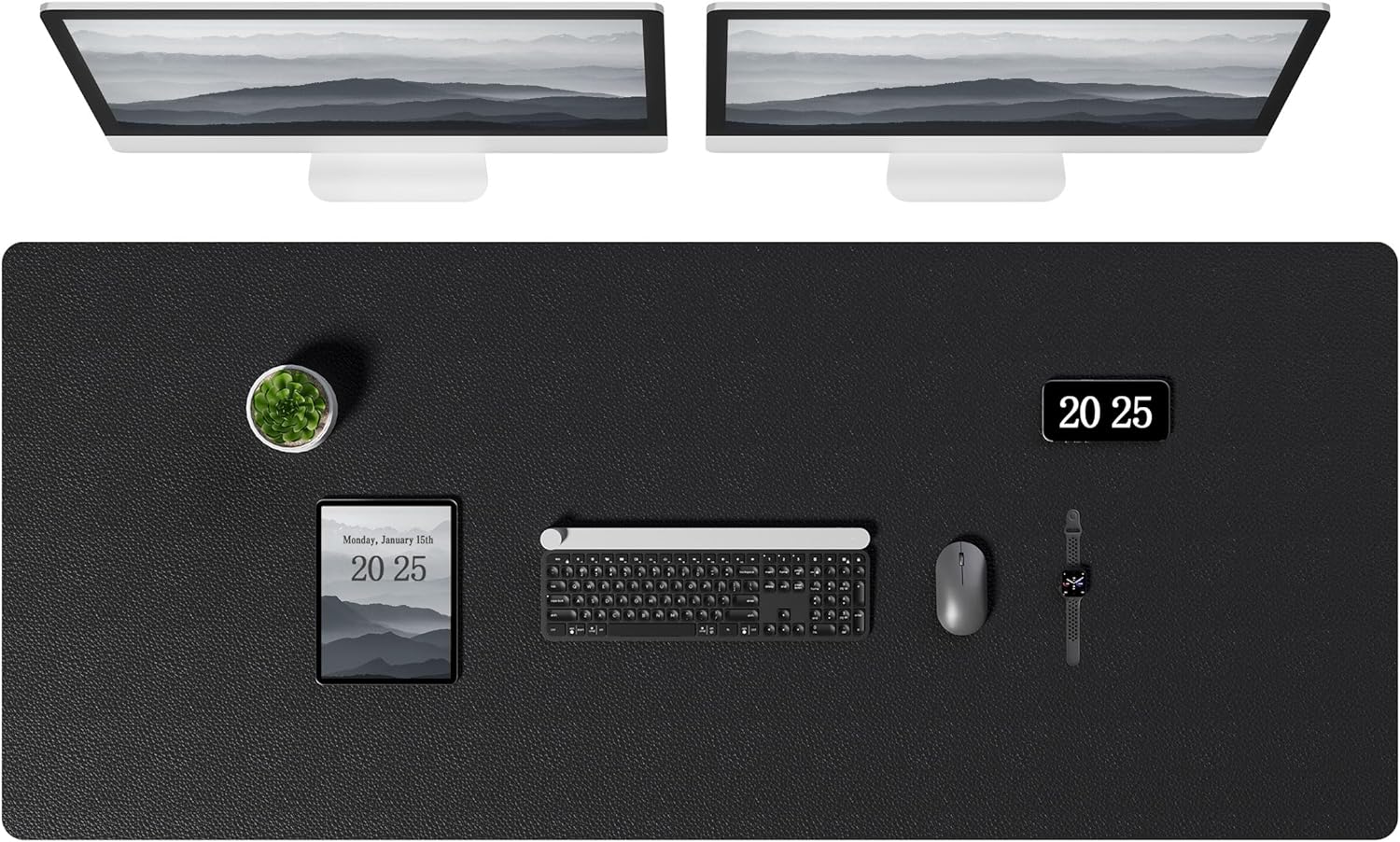 Aothia Leather Desk Pad Protector, Office Desk Mat, Large Mouse Pad, Laptop Desk Pad, Non-Slip PU Leather Desk Blotter, Waterproof Desk Writing Pad for Office and Home (Black, 55" x 24")