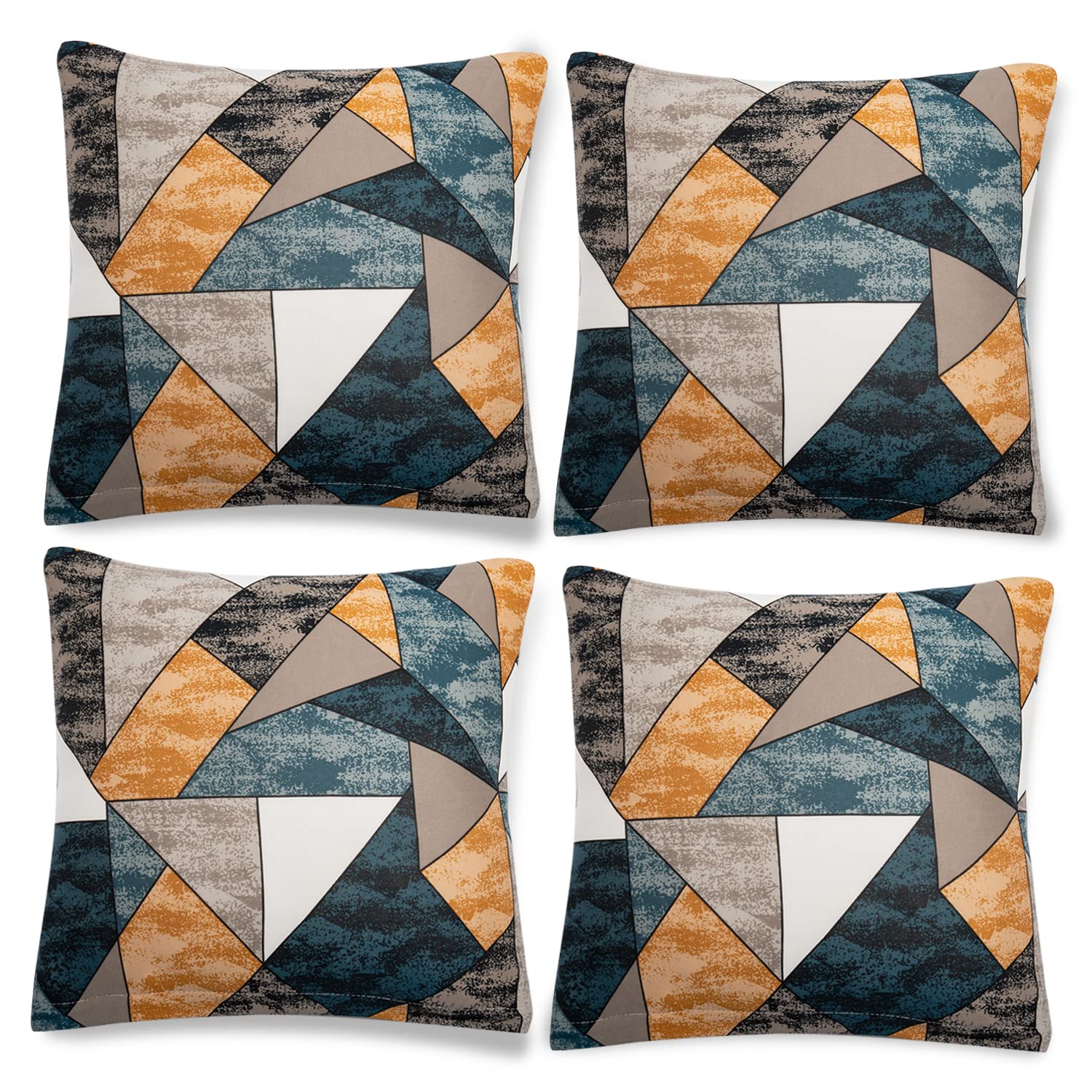 HOKIPO Polyester Blend Stretchable Cushion Cover 16 inch x 16 inch, Pack of 4 (AR-4098-D3*4),Multicolor-image-3