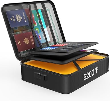 Noiposi 5200F Fireproof Document Box with Lock 8-Layer