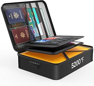 Noiposi Document Organizer with 5200℉ Heat Insulated,Waterproof and Fireproof Document Box with Lock, Home Travel Strong Fireproof Safe Storage Box for Letter Size Important Documents and File