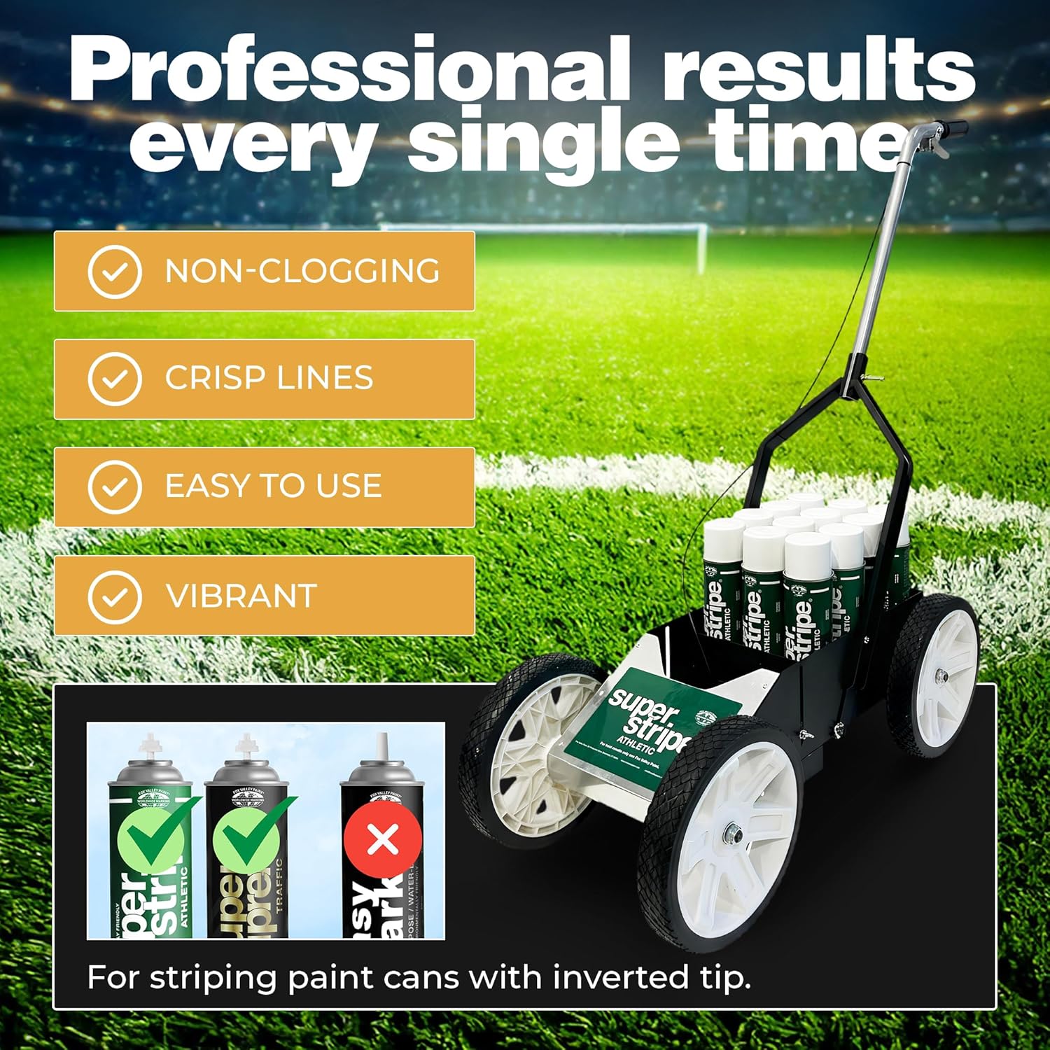 Fox Valley Athletic Super Striper Line Marking Machine Starter Kit — Includes 12 Cans of Durable Striping Paint for Easy Use with Paint Striper, Precise Lines on Various Surfaces