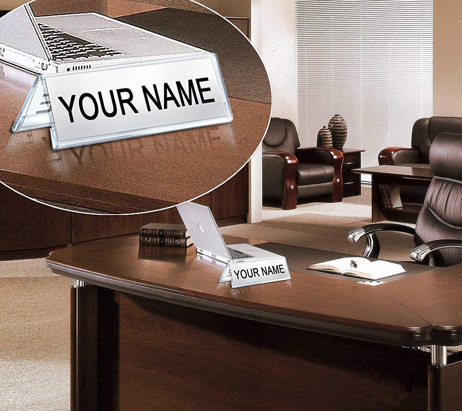 Shuban Acrylic Name Plates for Desks, Clear Name Plate Display for