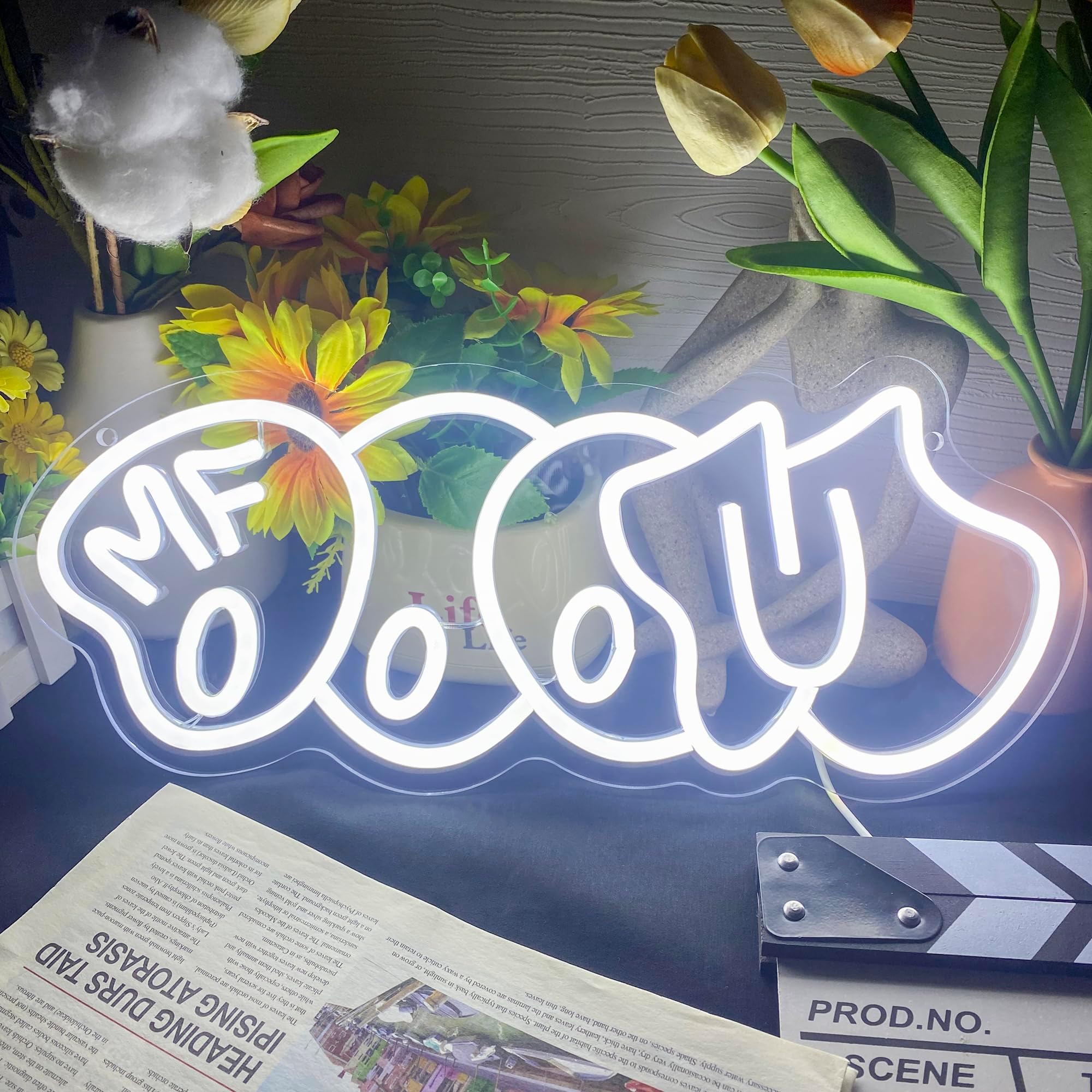 Mf Doom Neon Signs, USB Powered Dimmable LED Neon Light Classic Hip Hop Decor, for Bedroom Music Lovers Urban Chic Modern Studio Decor, Personalized Gifts for Music Lovers(16.1 * 6.7 in)