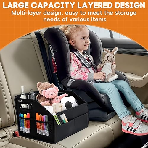 Miniatura 8 de Organizador de almacenamiento de automóvil 2025 actualizado Cesta de cuero para asiento delantero y respaldo de piso con mango esmerilado