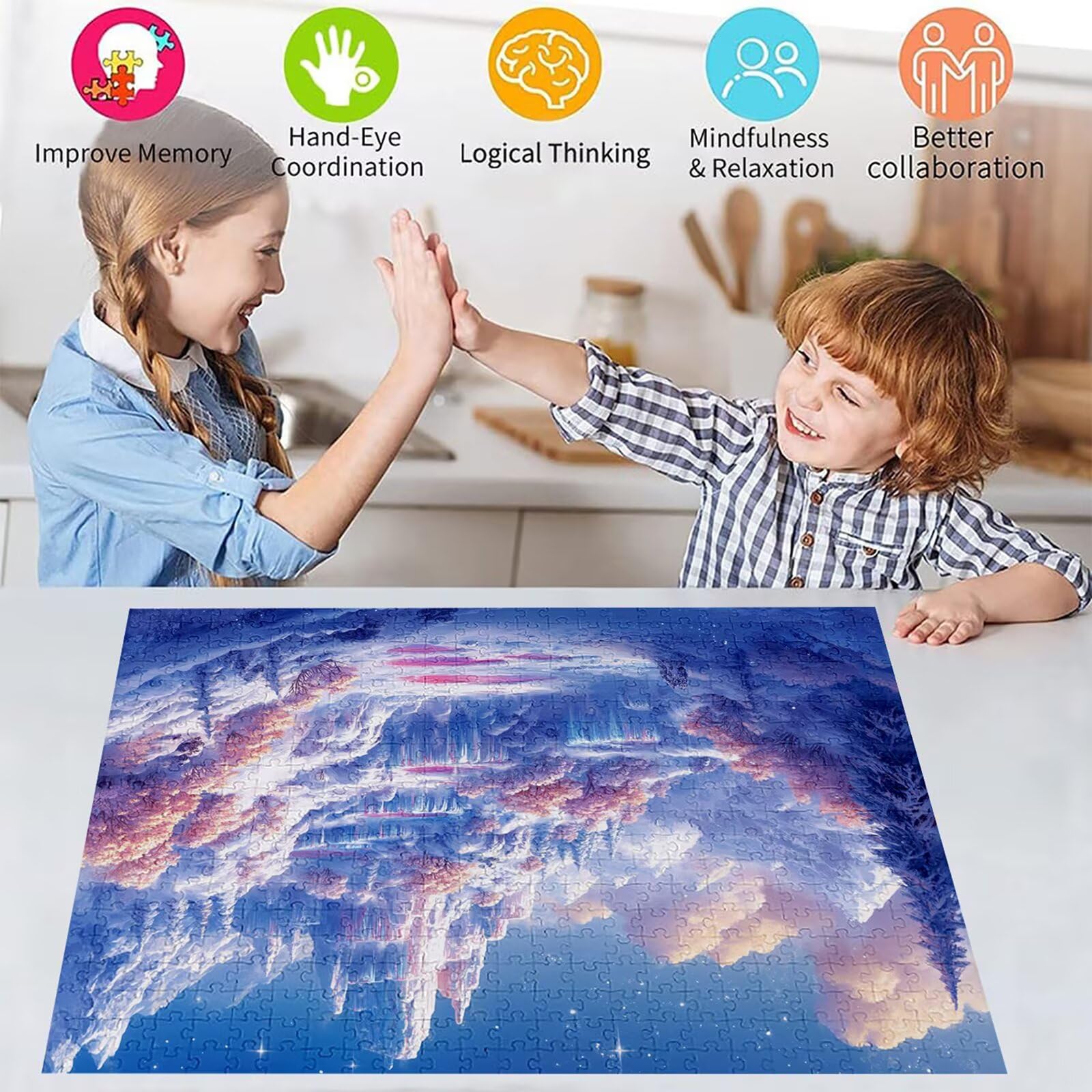 Puzzle 4000 elementów Zimowe puzzle dla dorosłych Krajobraz 141x87cm Unikalne Rzemiosło Klasyczne 3D Drewniana układanka do rodzinnych gier aktywnych, układanka zrób to sam do dekoracji ścian domu