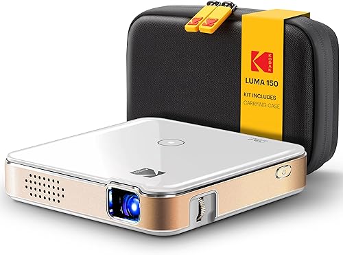 Miniatura 1 de Kodak Luma 150 Mini proyector inalámbrico Pico, DLP, soporta 1080p, altavoz integrado y batería recargable, HDMIUSBmicroSD, estuche de viaje incluido