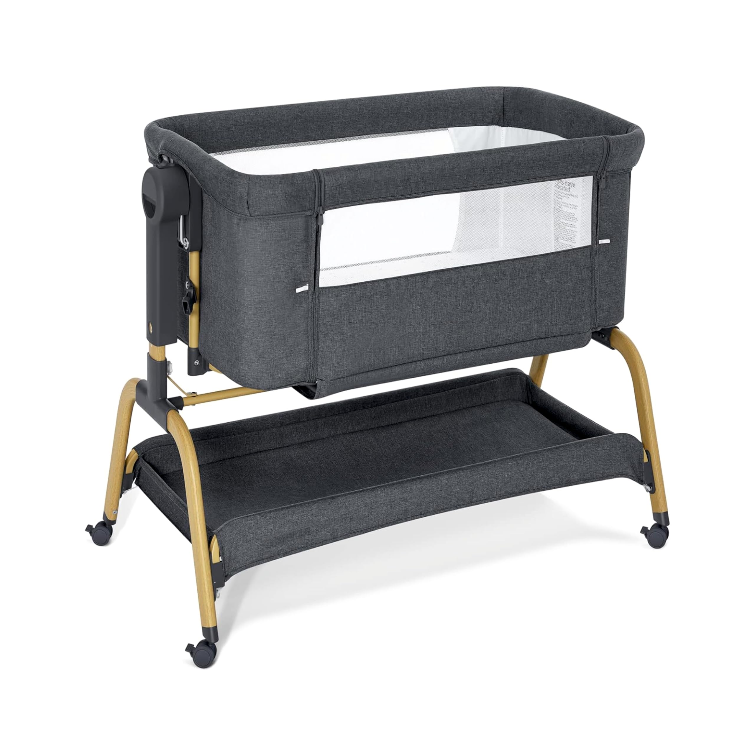 Look Mama 3 in 1 Baby Cot, Palna, Bedside Bed, Rocking Cradle, Baby Bed for Newborn with Adjustable Height, Portable Baby Crib, Breathable Mesh, Easy-Fold Design, Ideal for Infants and Toddlers