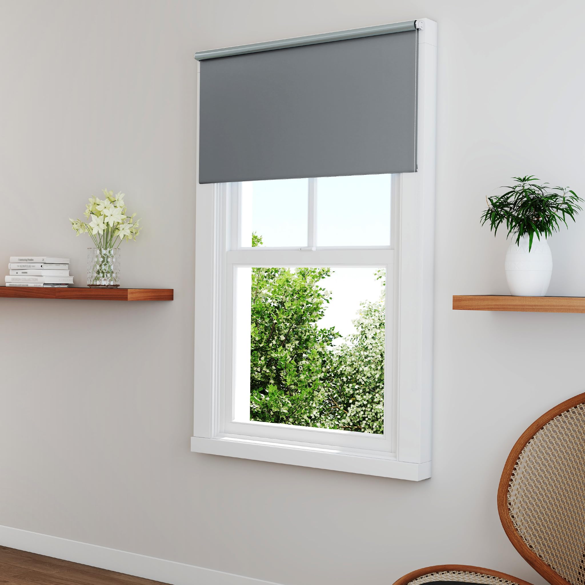 UISEBRT Tenda oscurante senza fori per finestre 80x210 cm Klemmfix Tenda a rullo laterale per protezione dai raggi solari (Grigio)