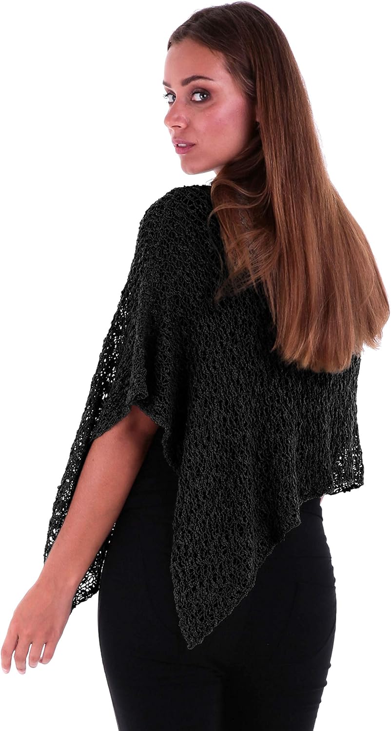 SHU-SHI Summer Ponchos For Women Lightweight Sheer Popcorn Knit Sweater Cape Pullover - Image 4