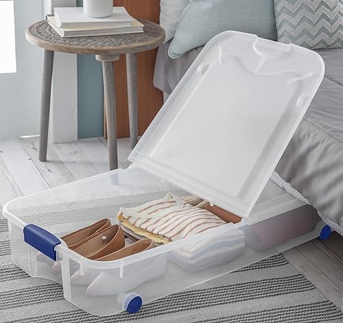 Miniatura 4 de Contenedores de almacenamiento transparentes de 66 cuartos de galón con tapas, caja de cierre con ruedas de 66 cuartos de galón, contenedor de