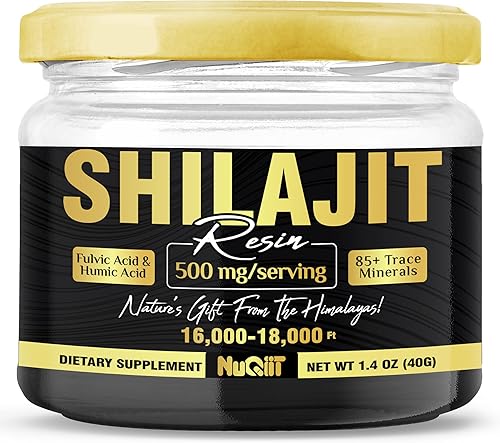 Shilajit orgánico puro del Himalaya de 1.41 oz para suministro de 80 porciones, 500 mg de resina Shilajit con ácido fúlvico natural, ácido húmico y