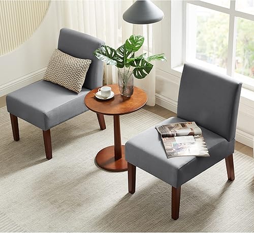 Miniatura 2 de Juego de sillas decorativas tapizadas con mesa a juego, 2 sillas pantuflas, acento decorativo para sala de estar, sala de espera, vestíbulo de