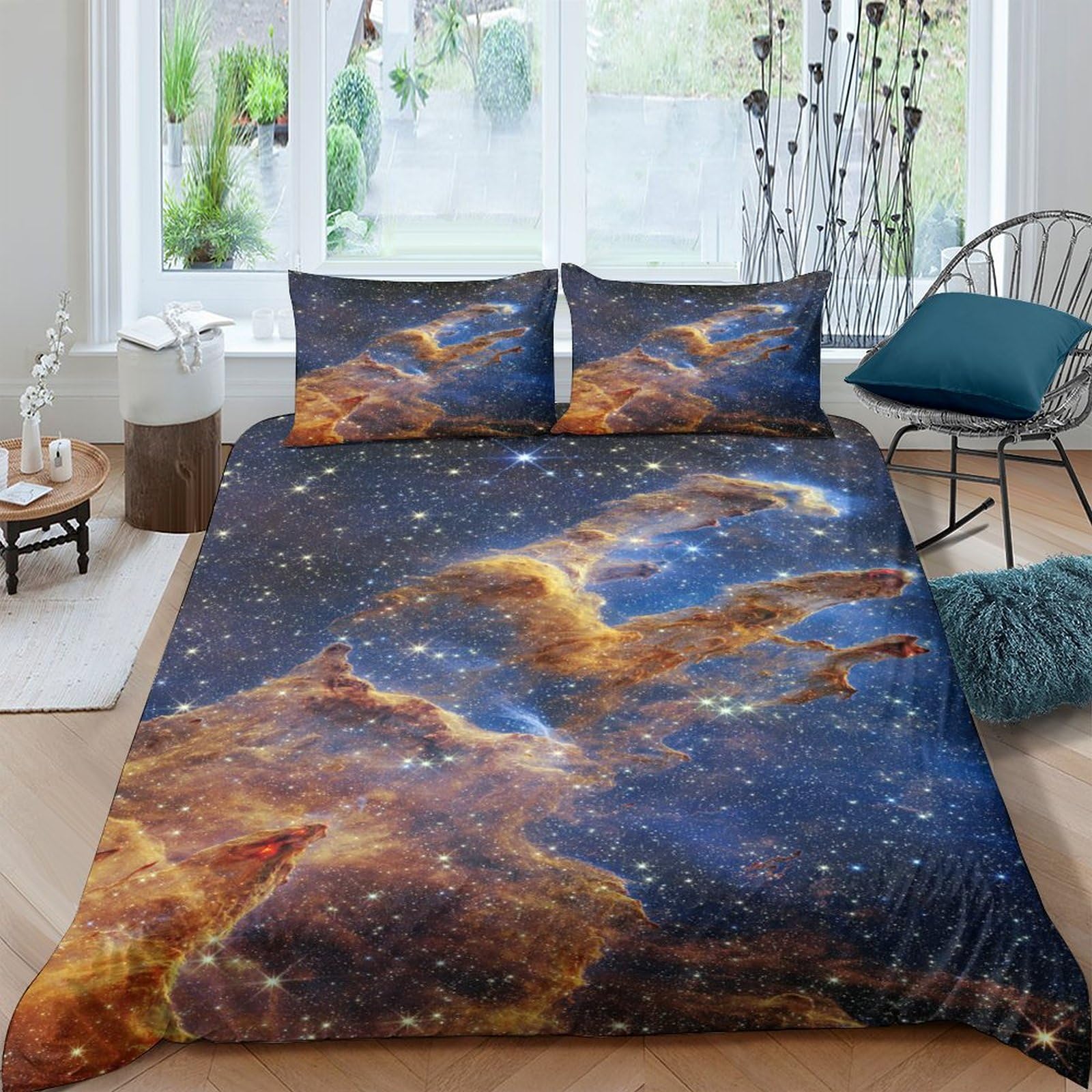 BARDYS Pillar of Creation 3D Printed Bedding Set Soft Microfiber Universe Comforter Cover with Pillowcaser, Quilt Cover with Zipper,Duvet Cover Set Light Weight for Kids Girls，boys Double（200x200cm）