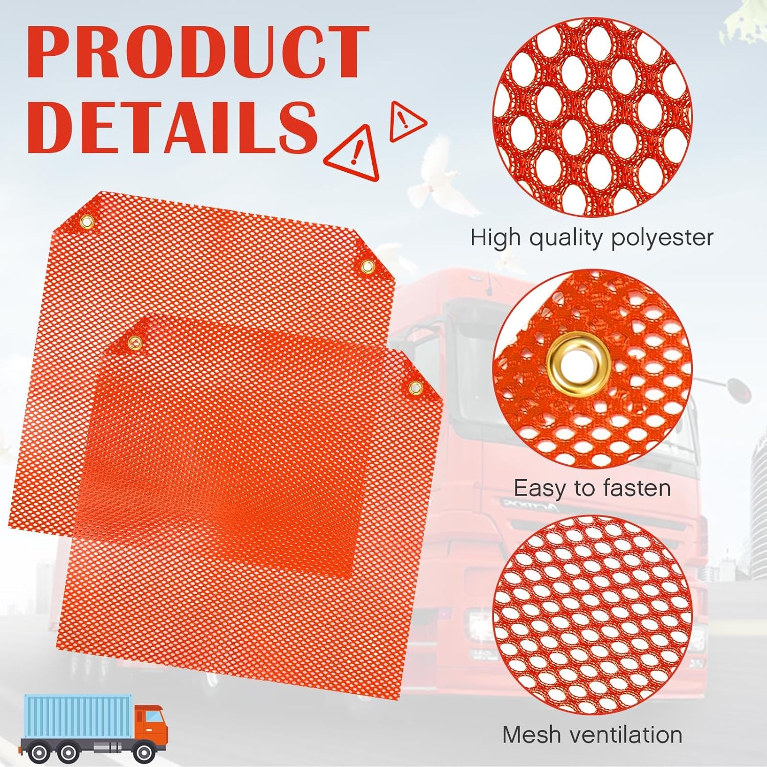 Newwiee 12 Pack 18 x 18 Inch Safety Flags Oversize Grommet Warning Flag Mesh Weatherproof Heavy Duty Flag for Truck Loads Pedestrian Trailer Hauling Crossings Safety Sign(Orange)