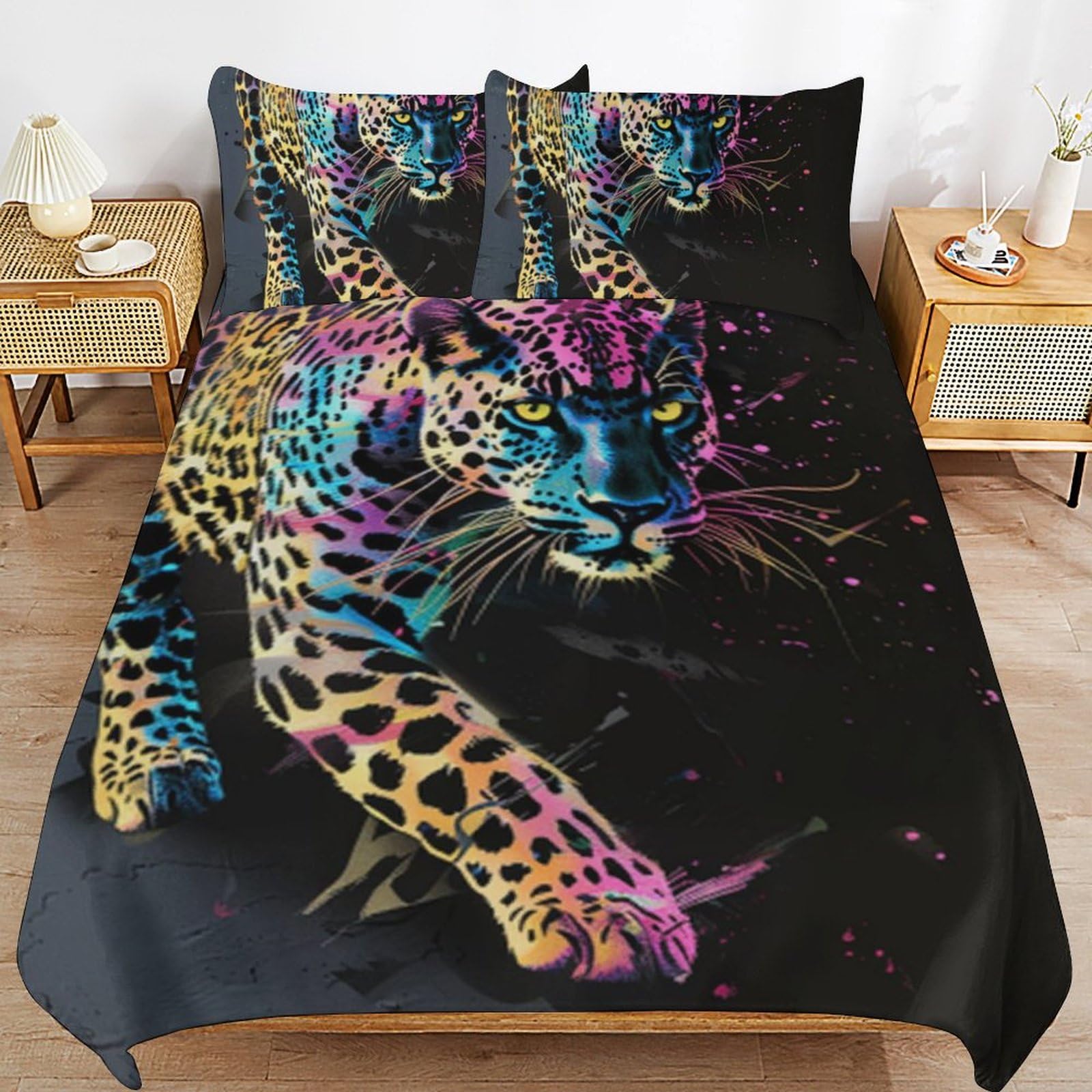 Housse de couette léopard 220x240 en microfibre confortable de qualité supérieure
