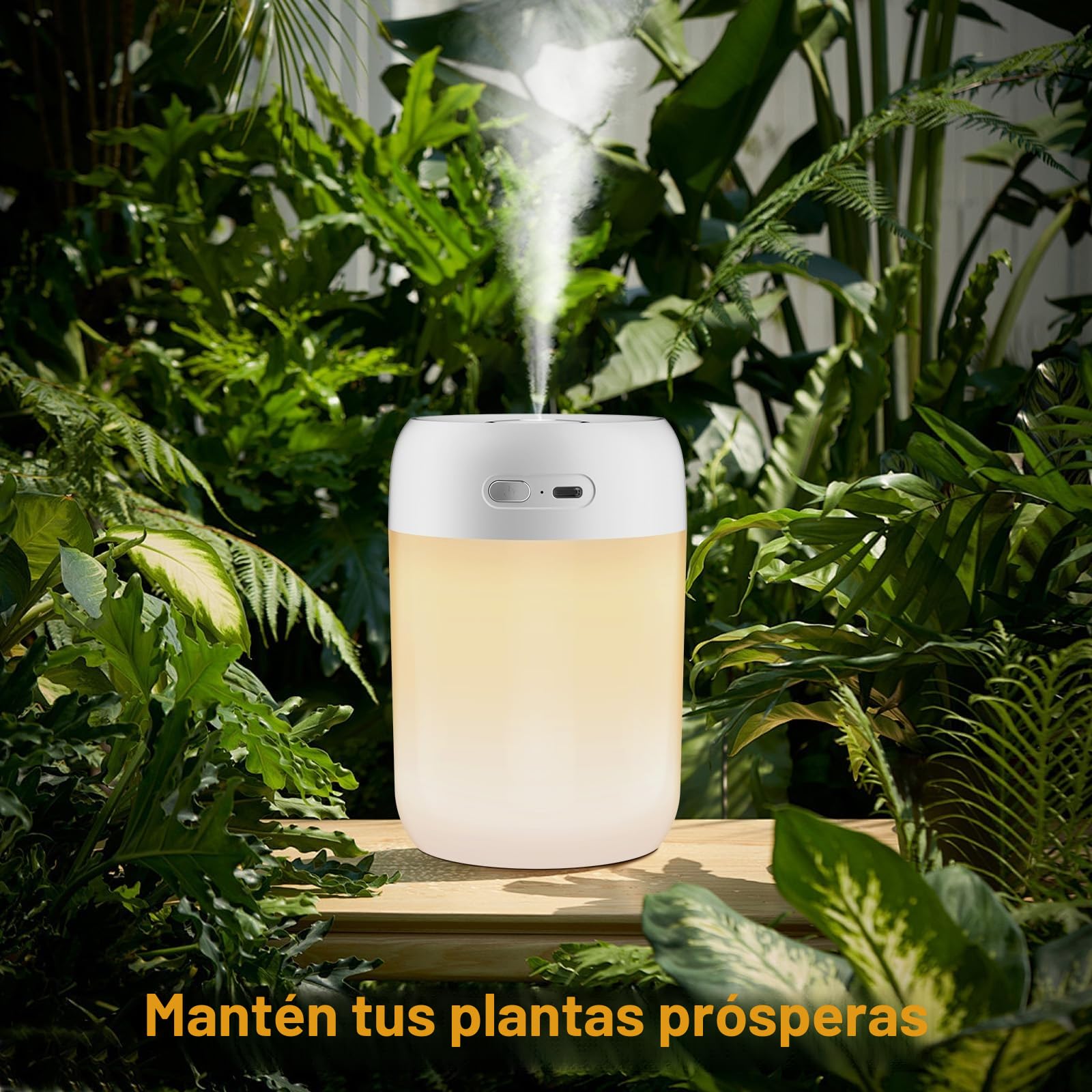 KISSLEAF mini humidificador de ambiente 650 ml para dormitorio, cuarto de niños, plantas, 15H larga duración 28 dB silencioso humidificador bebé(luz cálida)
