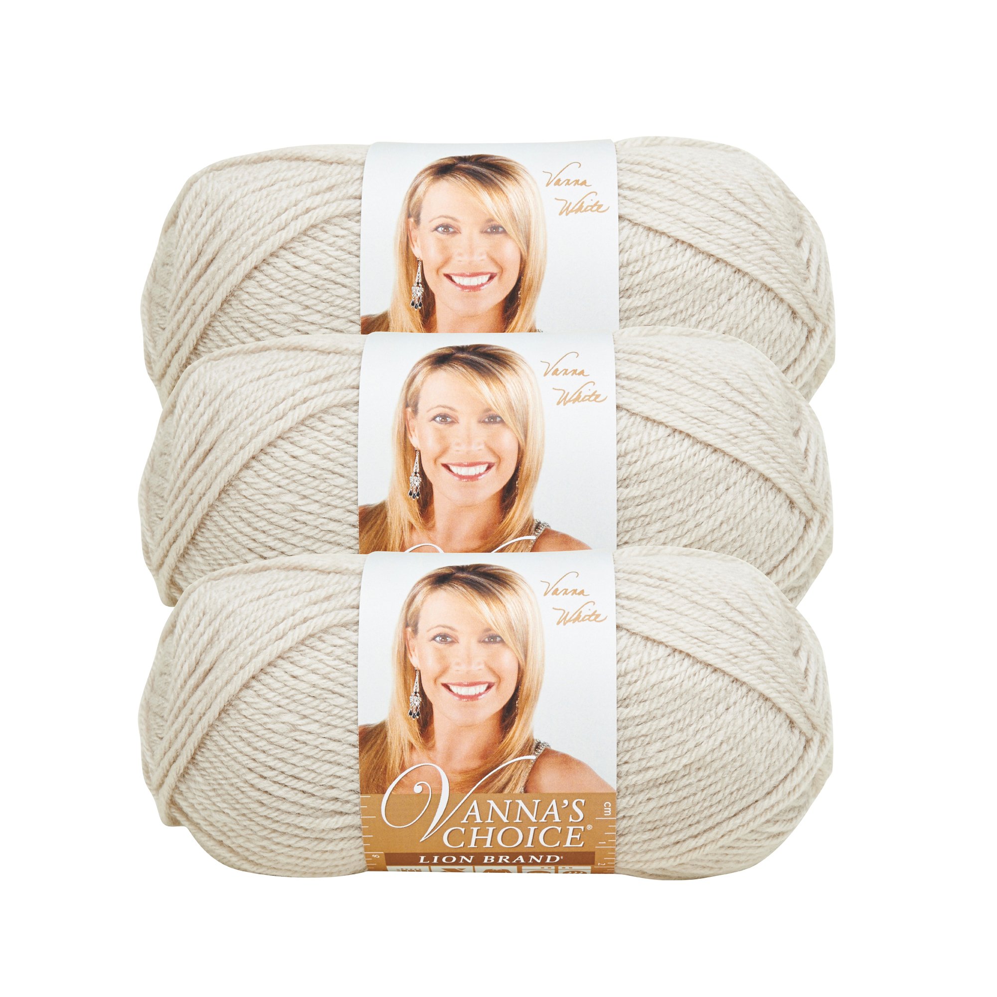 (3 Pack) Lion Brand Yarn 860-099H Vanna's Choice Yarn, Linen