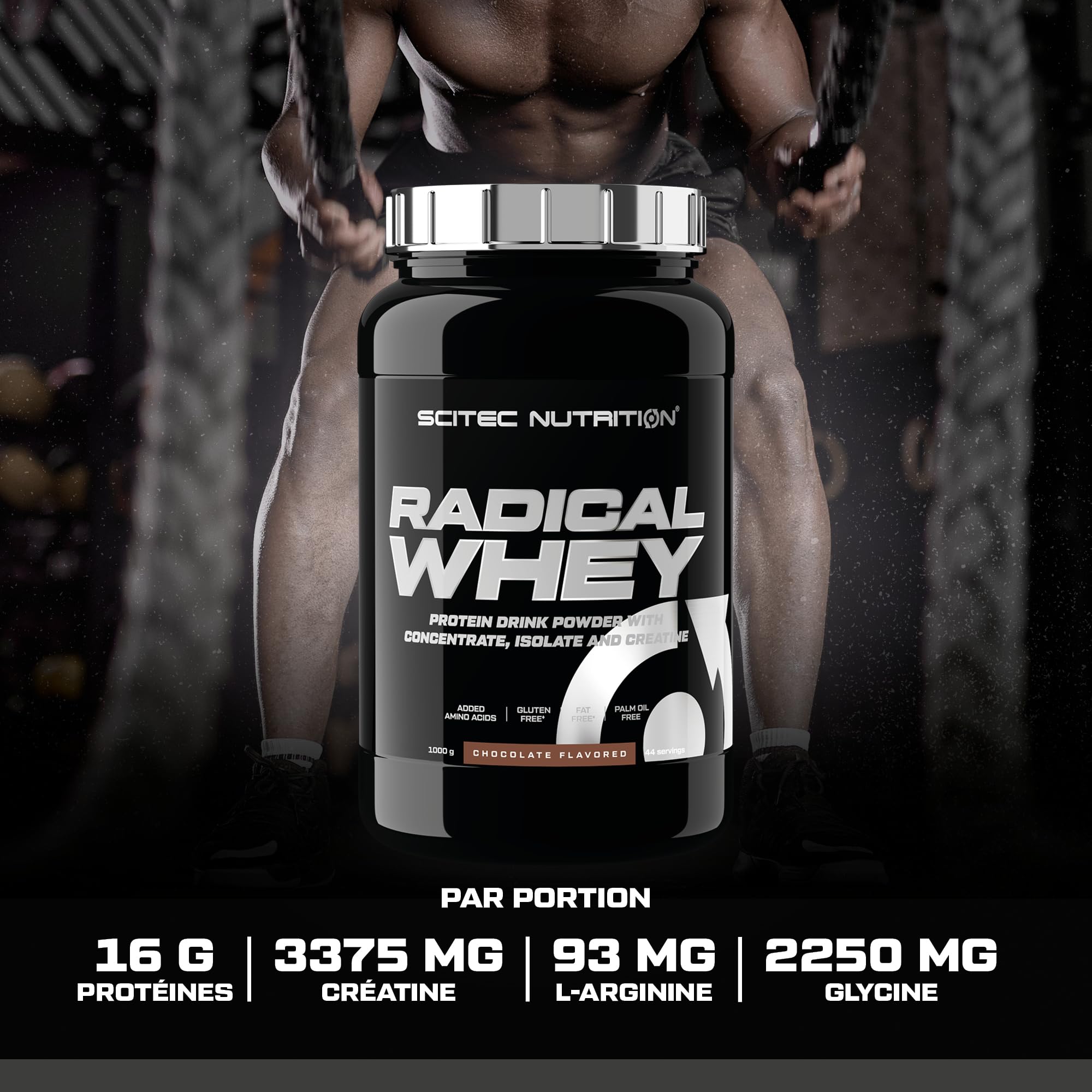 Scitec Nutrition Radical Whey - Concentré et isolat de protéines de lactosérum - Avec créatine et BCAA - Sans gluten - Sans graisse, 1000 g, Cookies&Cream