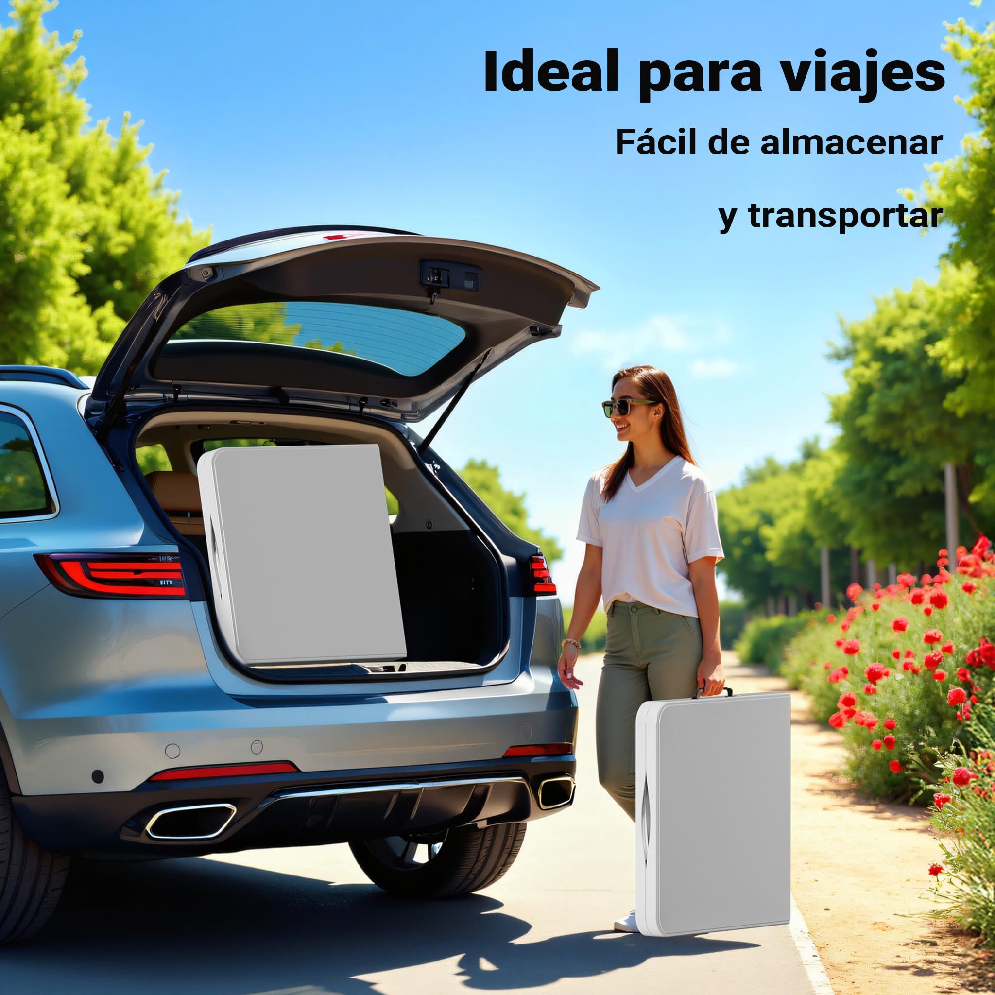 WilTec Mesa Camping Plegable portátil Jardín Exterior Outdoor Accesorios Mobiliario 122x60x75 Blanca