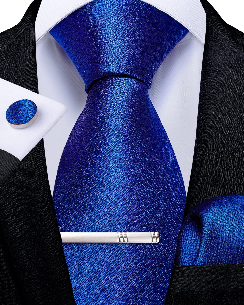 DiBanGu Corbata de color sólido para hombre, corbata formal de seda y pañuelo, gemelos de corbata para fiesta de boda